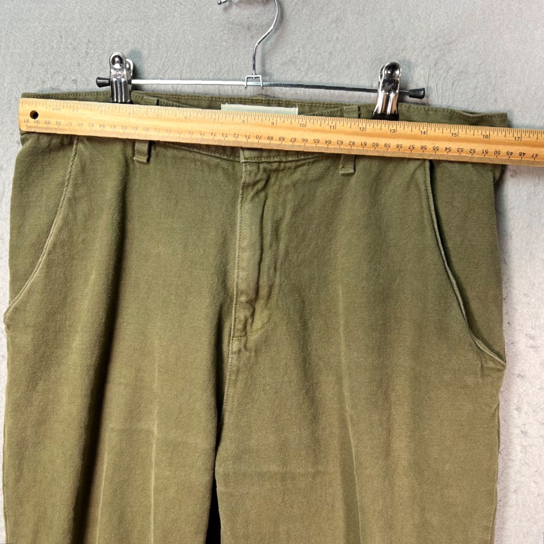 Olive Road To Nowhere Mens Pants 33 Dark Olive Green Recycled Cotton Chino Flat Front Straight Leg Size US 33 - 6 Thumbnail