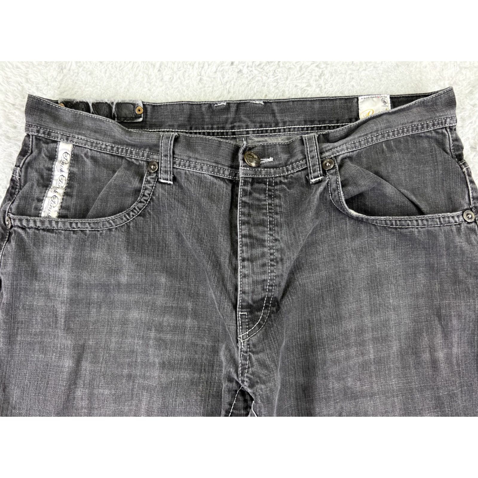 Denime Parish Jeans Mens 38 Black Denim Straight Leg Button Fly Embellished 90s Money Designer Vintage Relaxed 5-Pocket Black Mens Jeans Size US 38 / EU 54 - 4 Thumbnail