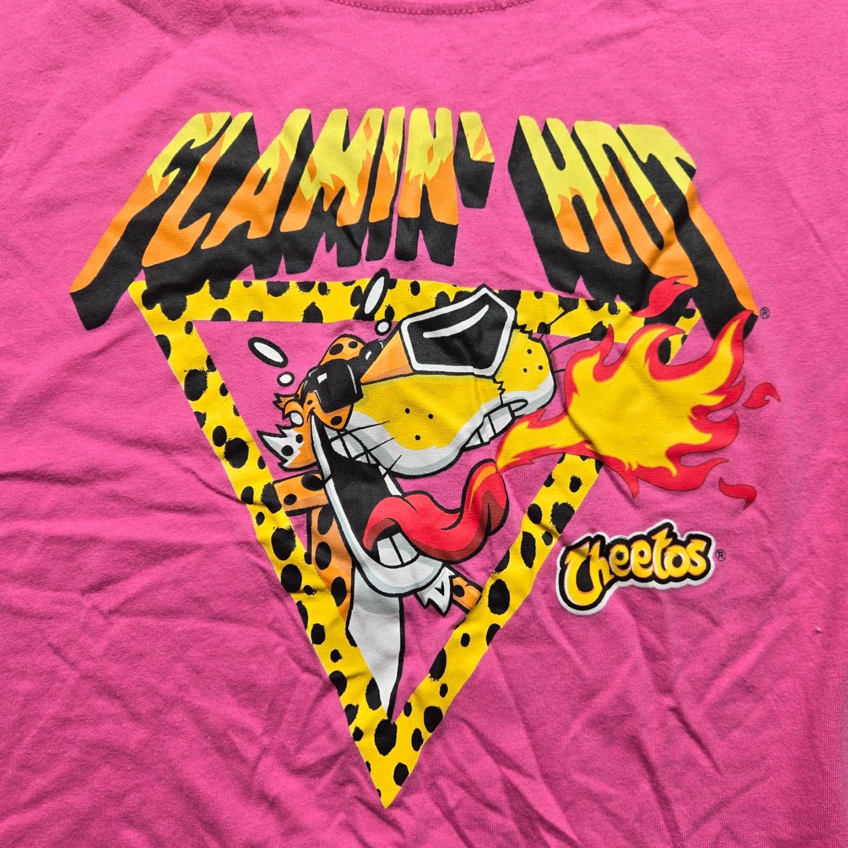 Logo 7 Cheetos Shirt Cropped Logo T Shirt Pink Adult Womens L Short Sleeve Crew Neck Cotton Blend Knit Size L / US 10 / IT 46 - 2 Thumbnail