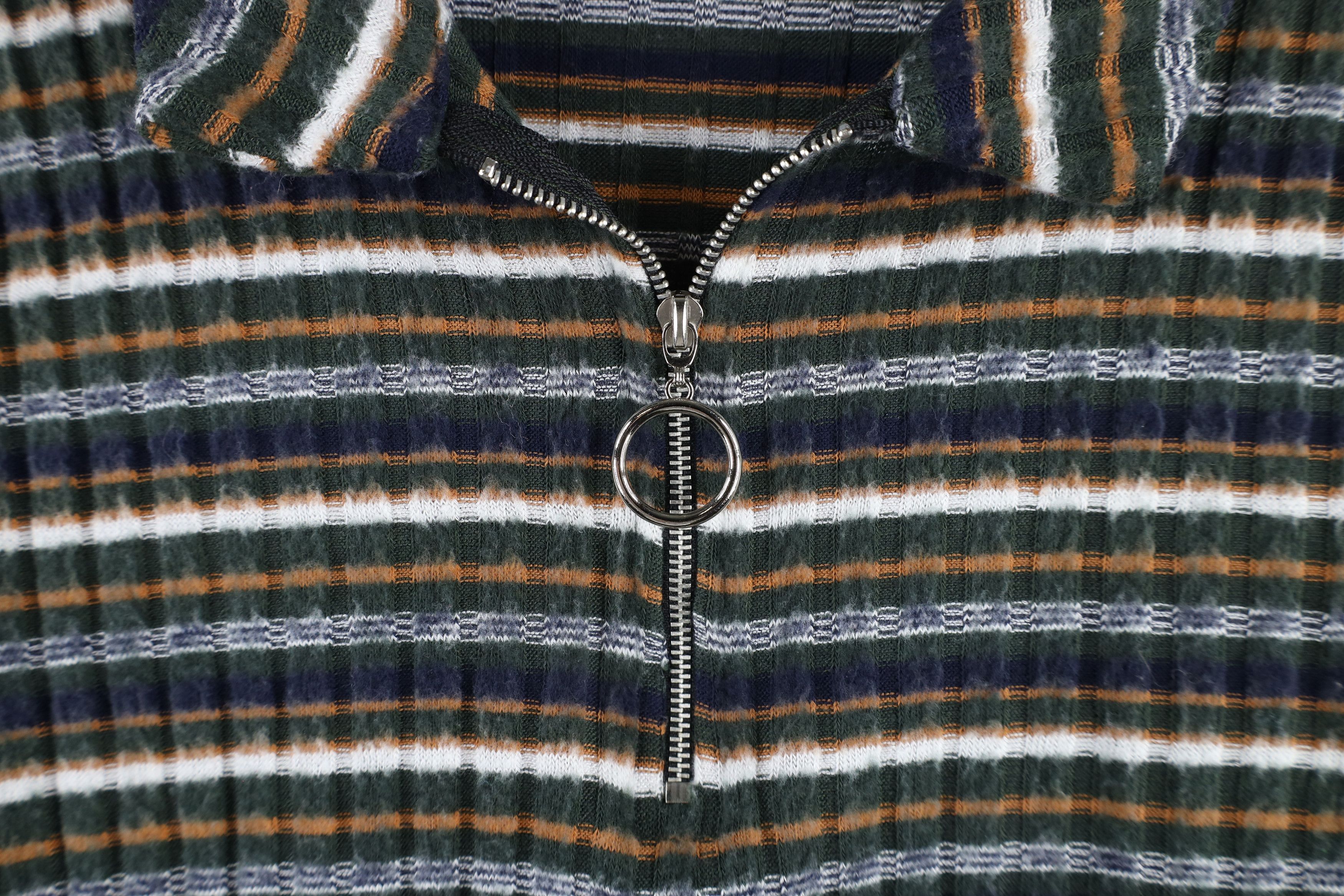 Vintage Y2K Streetwear Ribbed Striped Half Zip Cropped Polo Shirt Size M / US 6-8 / IT 42-44 - 4 Thumbnail