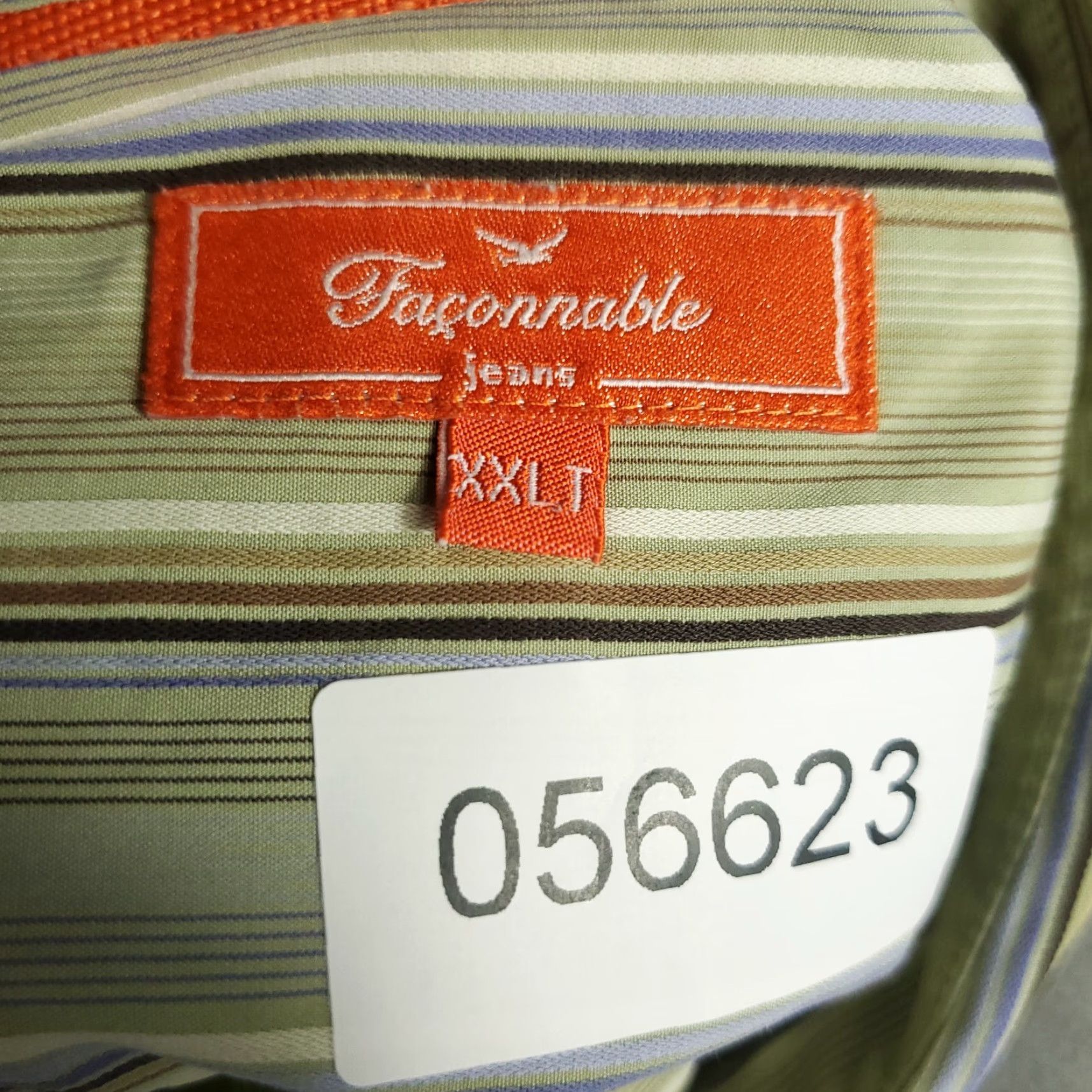 Faconnable Façonnable Green Striped Button-Up Shirt 2XLT Long Sleeve Casual Mens Size US XXL / EU 58 / 5 - 7 Thumbnail