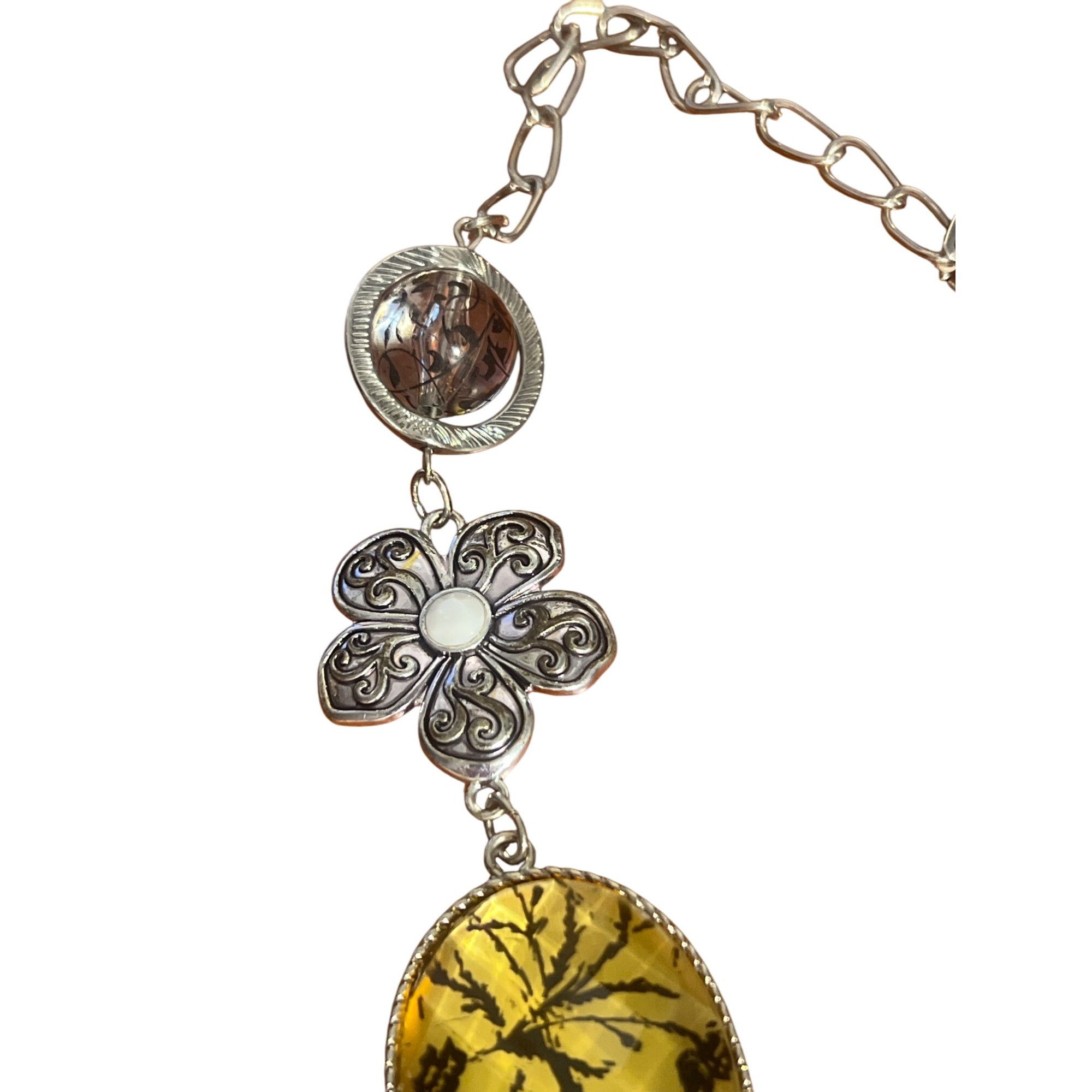 Other NY & Co Statement Bib Necklace Animal Print Flower Black Ros Size ONE SIZE - 4 Thumbnail