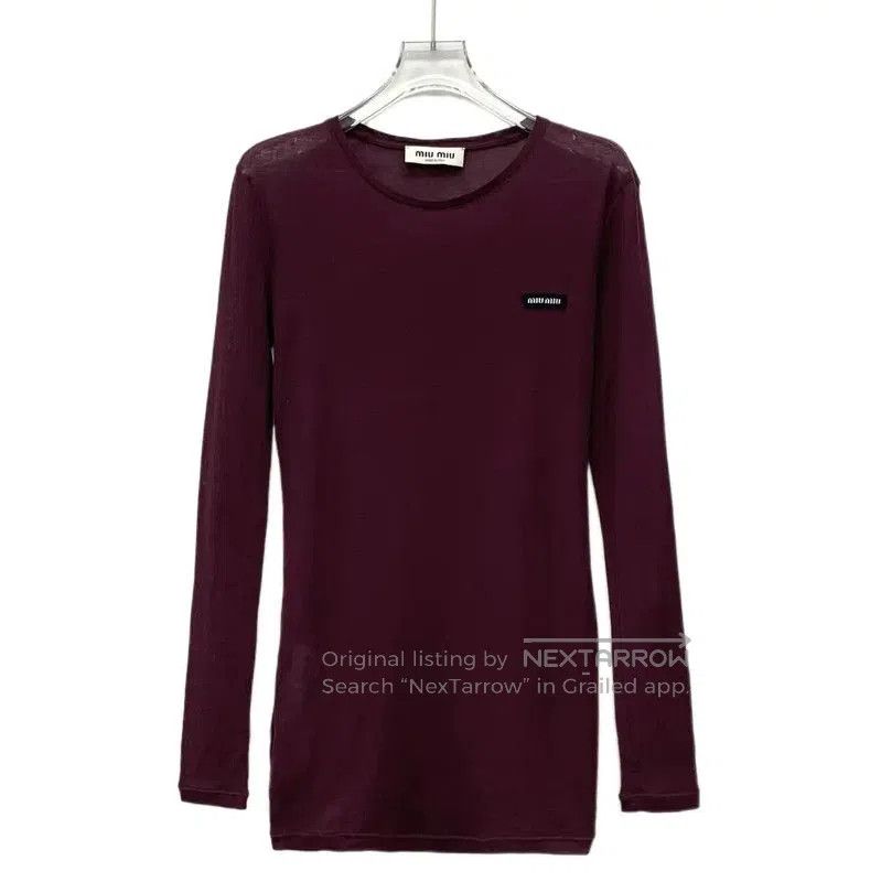 Miu Miu Miu Miu Wine Red Cotton Long Sleeve Top . Size XS / US 0-2 / IT 36-38 - 1 Thumbnail
