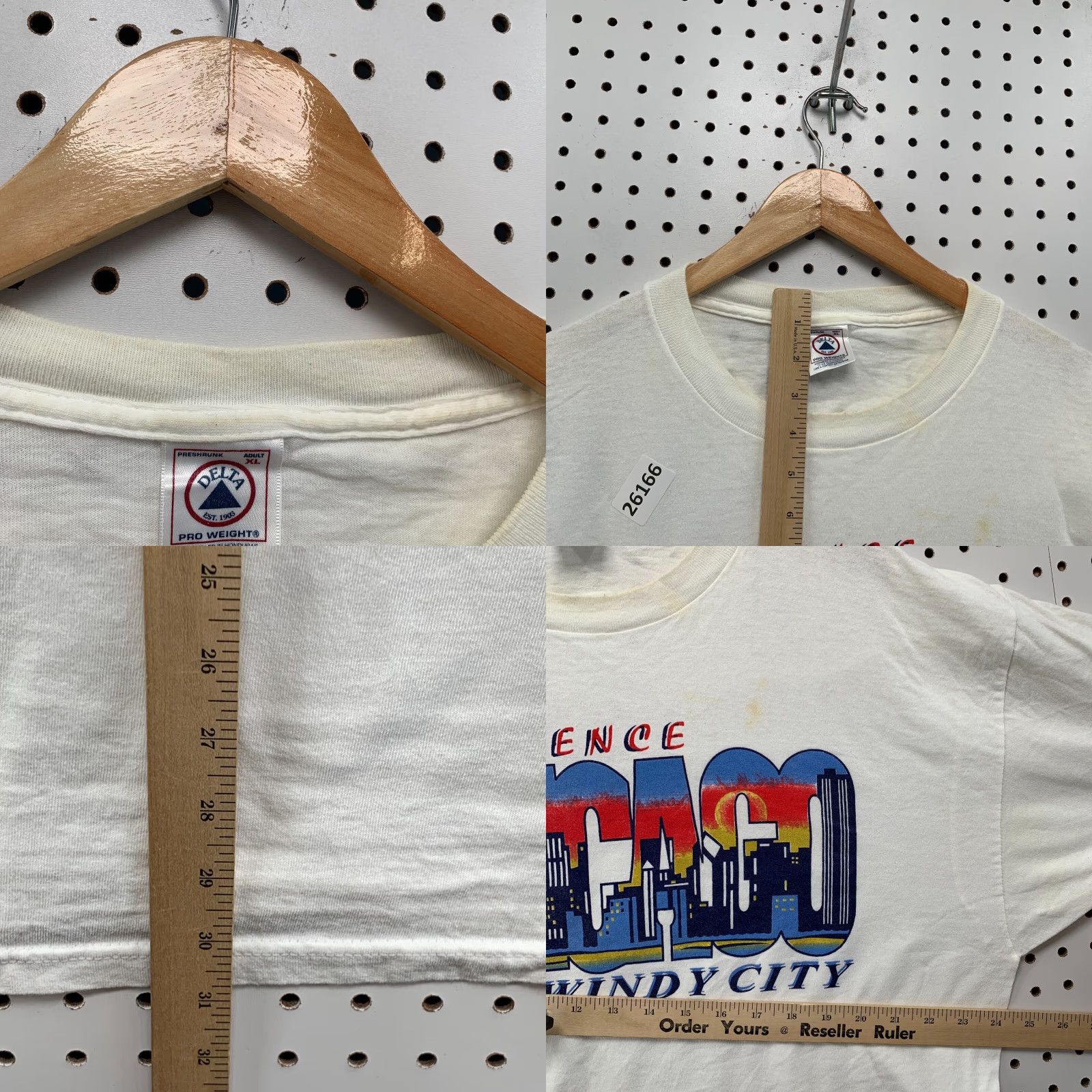 Delta VINTAGE Delta Pro Weight Chicago Shirt White Adult XL Short Sleeve 24.5x31 Mens Size US XL / EU 56 / 4 - 8 Thumbnail