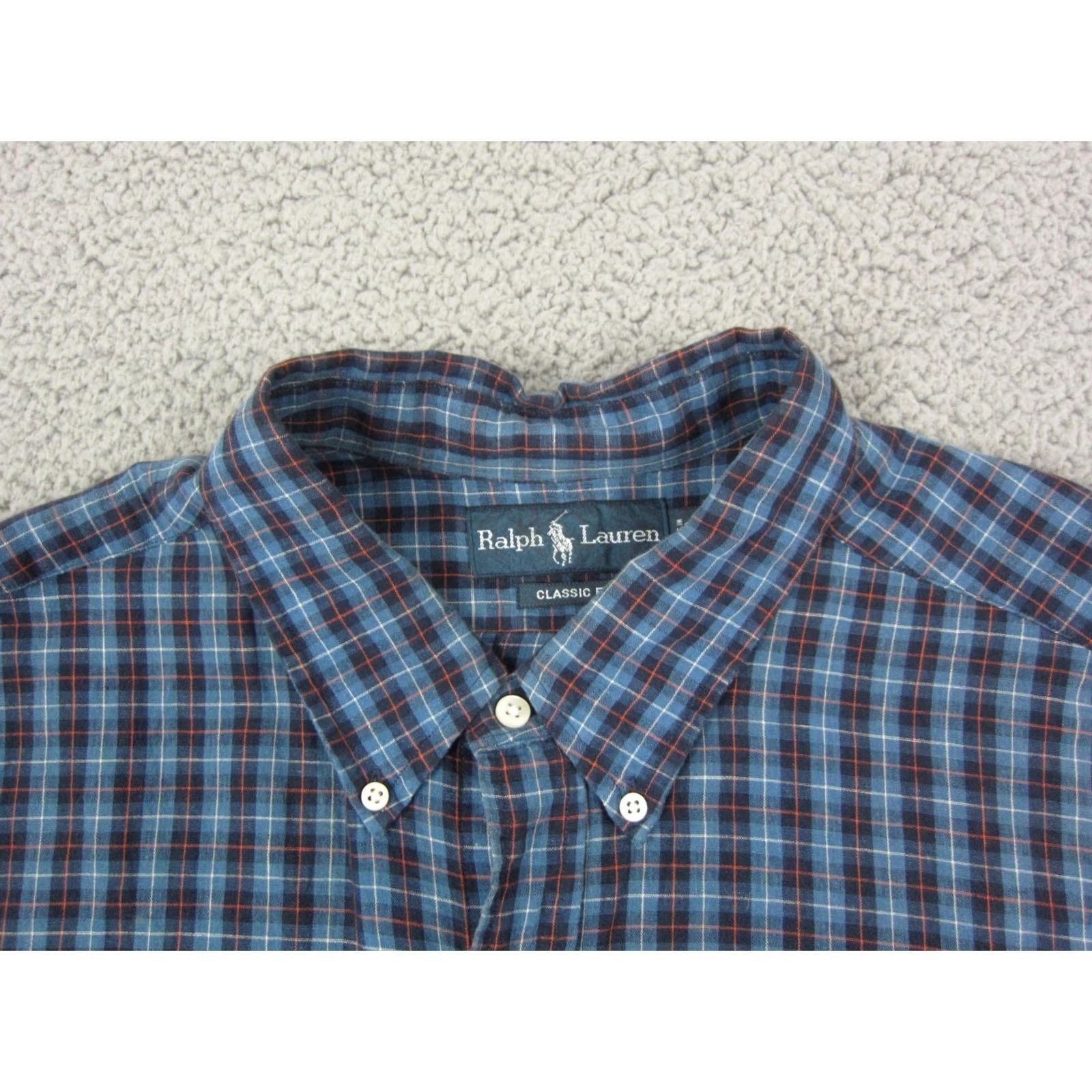 Ralph Lauren VINTAGE Ralph Lauren Shirt Mens 2XL Blue Plaid Button-Up Cotton Linen Long Sleeve Collared 90s City Classic Logo Pockets Size US XXL / EU 58 / 5 - 5 Thumbnail