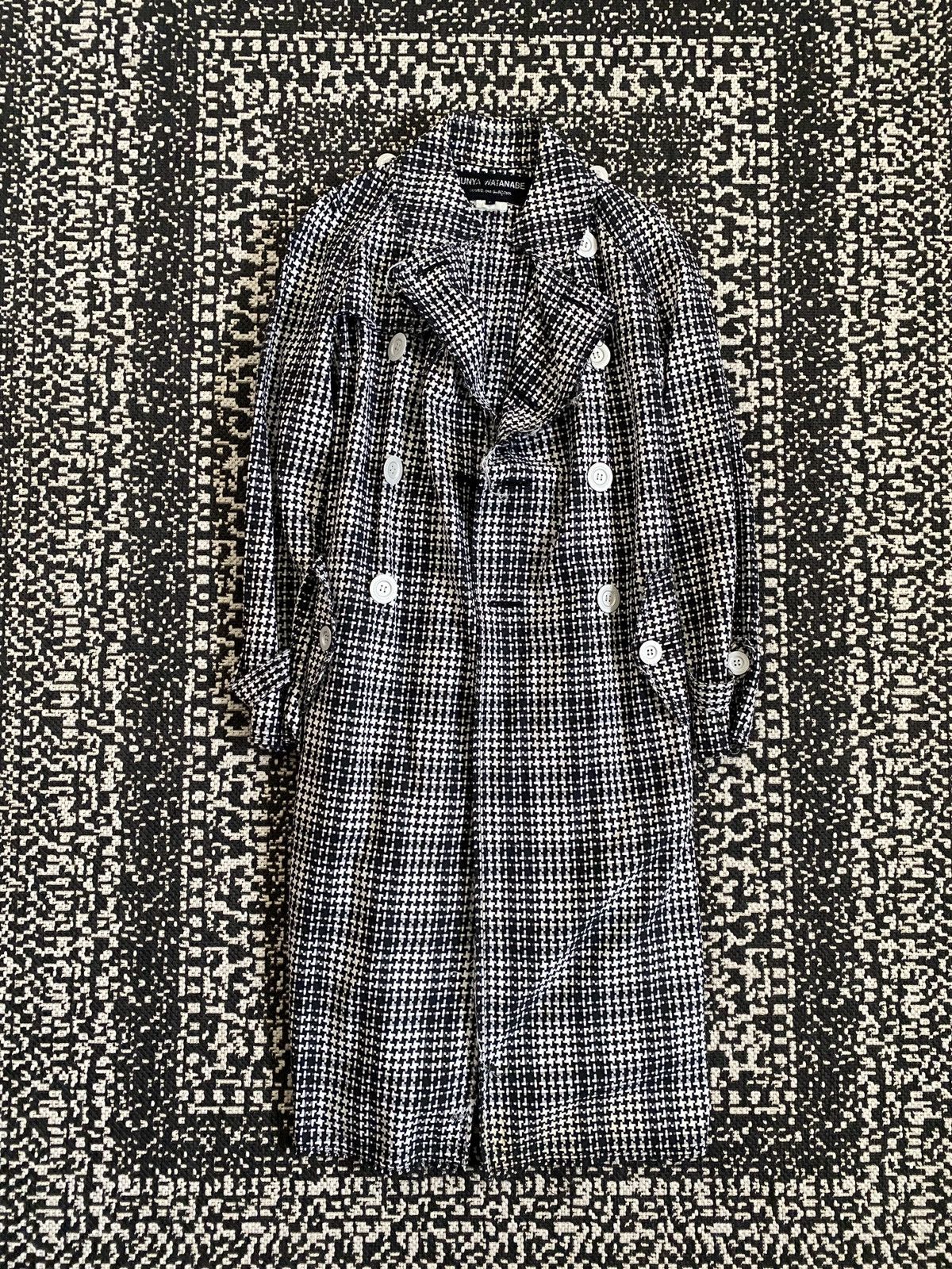 image of Junya Watanabe Fw03 Houndtooth Frayed Trenchcoat in Houndstooth, Women's (Size Small)