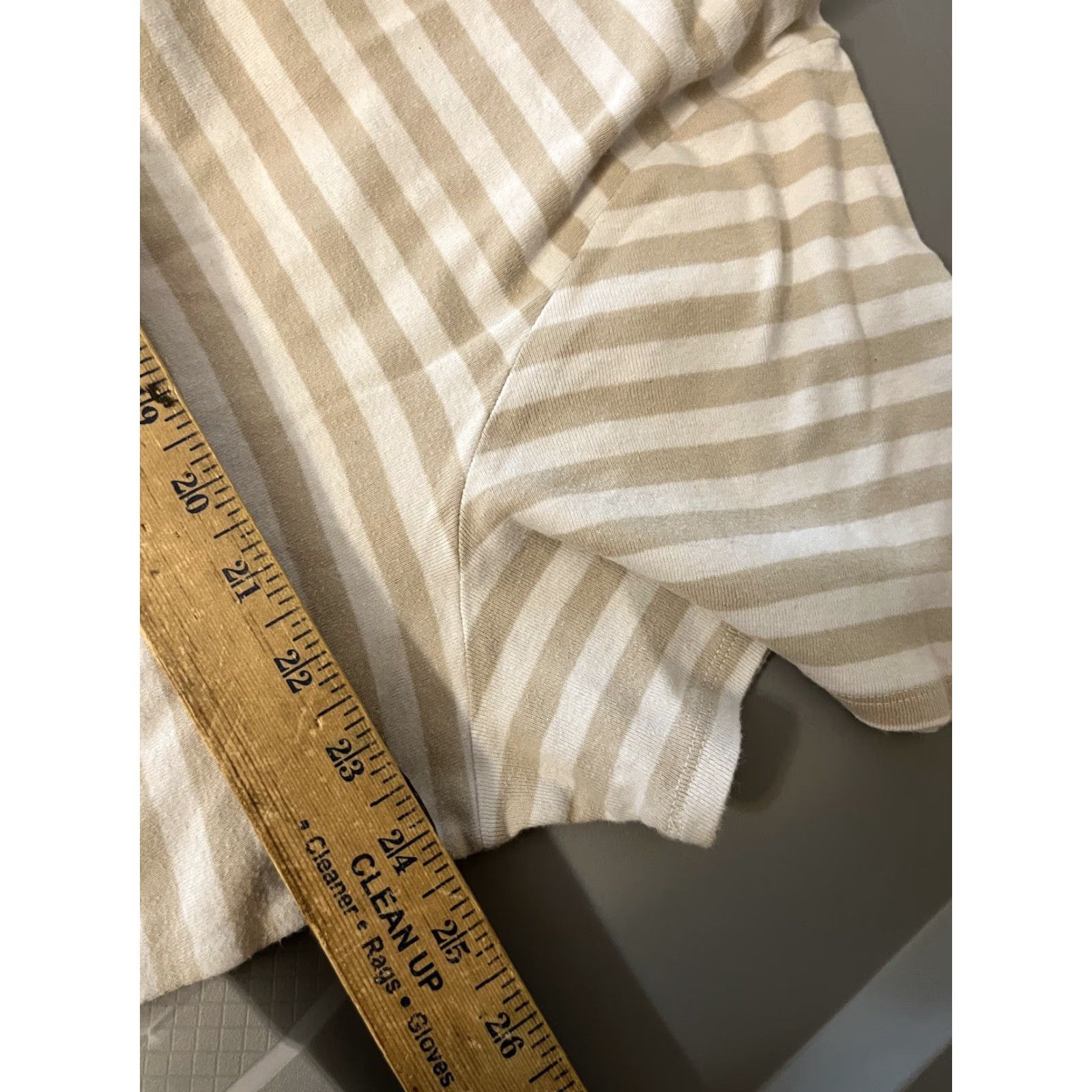 Croft & Barrow Croft & Barrow T-Shirt Women's Beige Striped 2X Short Sleeve Crew Neck 100% Cotton Classic Tee Plus Size Mens Women? Size XXL / US 16-18 / IT 52-54 - 5 Thumbnail
