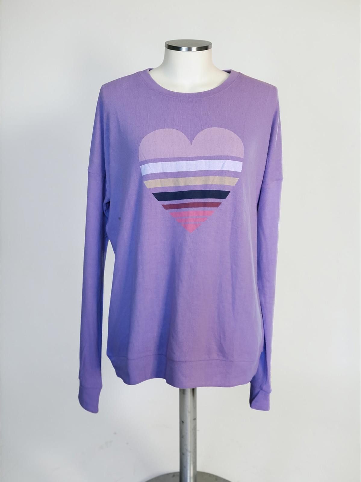 Insomnia Visuals Insonmiax Peachy Soft Brushed Long Sleeve Top w/Heart Design Size L / US 10 / IT 46 - 2 Thumbnail