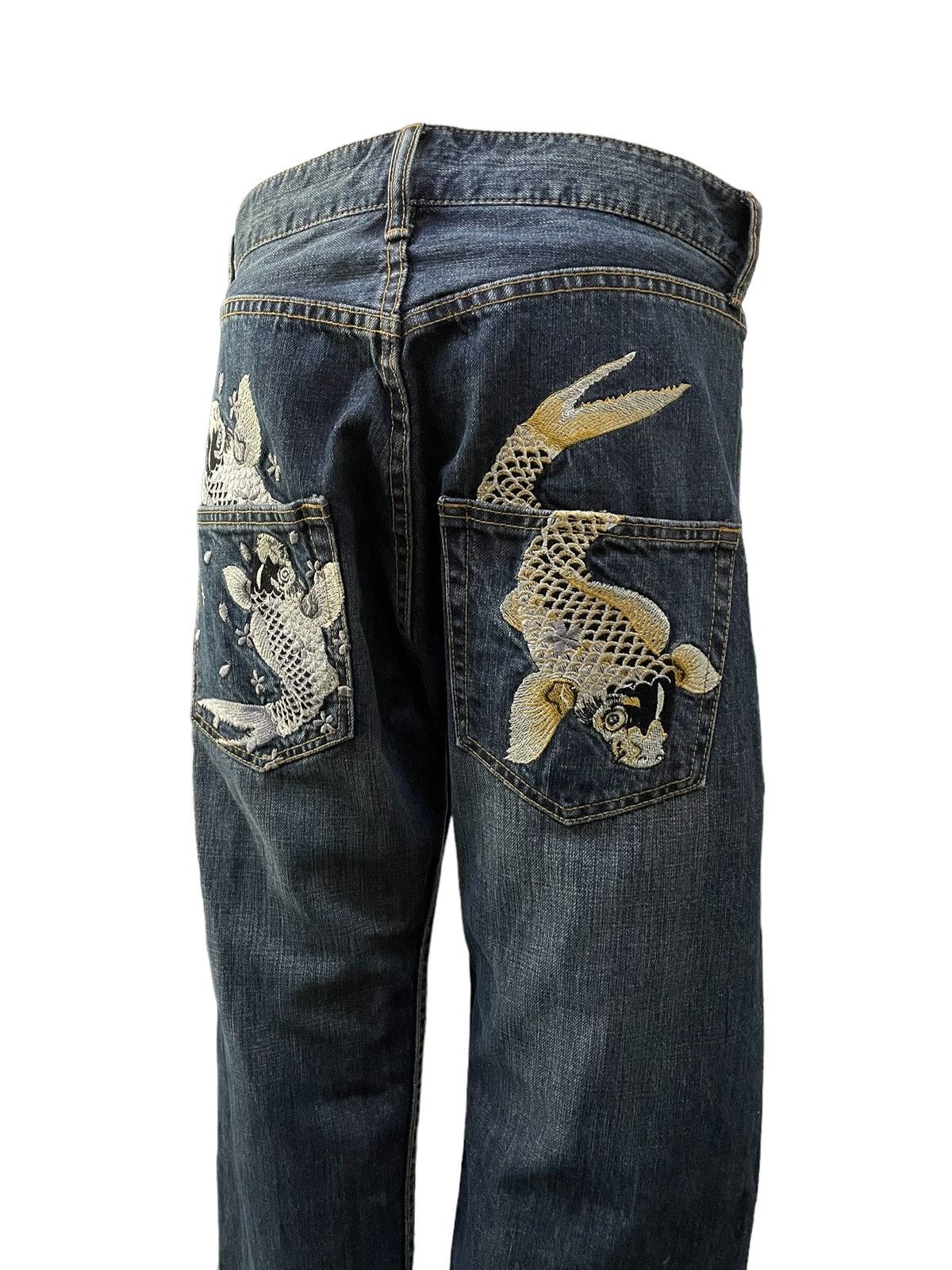 Red Monkey × Samurai Jeans Sukajan Yakuza Embroidered Traditional Japanese Tattoo Jeans Size US 30 / EU 46 - 5 Thumbnail