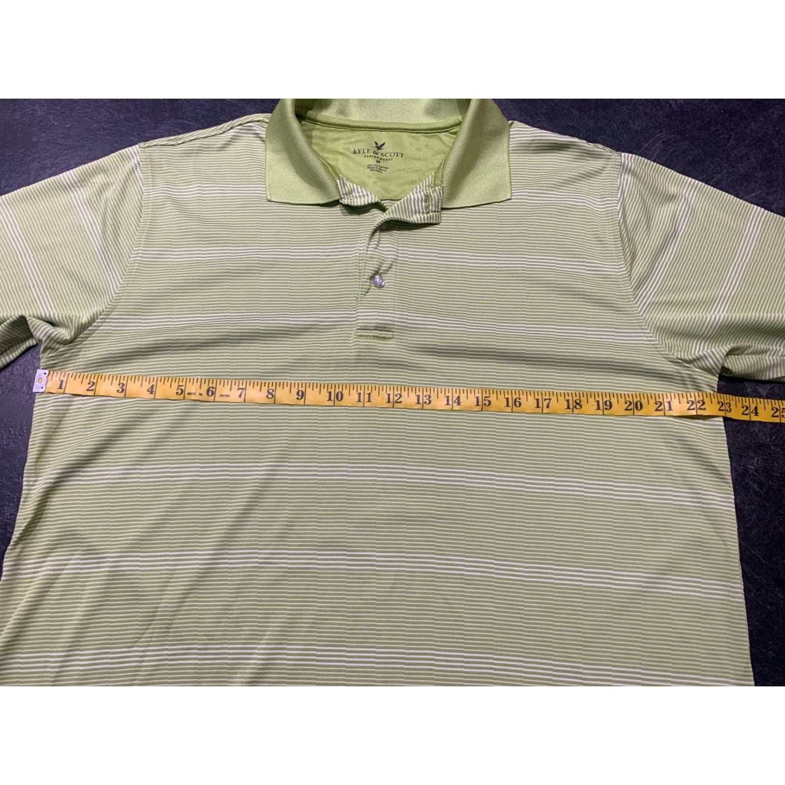 Lyle & Scott LYLE & SCOTT Performance Polo Shirt Men's Medium Green Striped Short Sleeve Golf Size US M / EU 48-50 / 2 - 7 Thumbnail