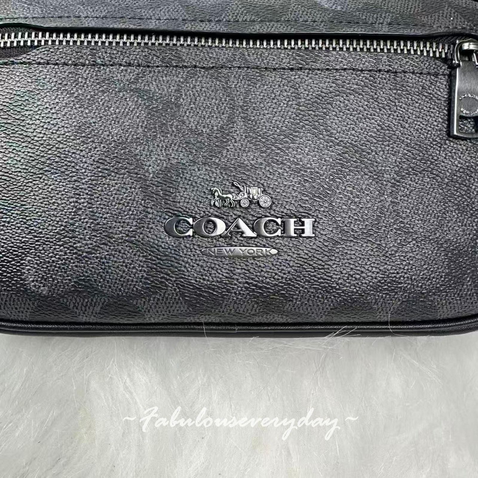 Coach Coach Men's Elias Belt Signature Canvas/QB/Charcoal/Black Size ONE SIZE - 8 Thumbnail