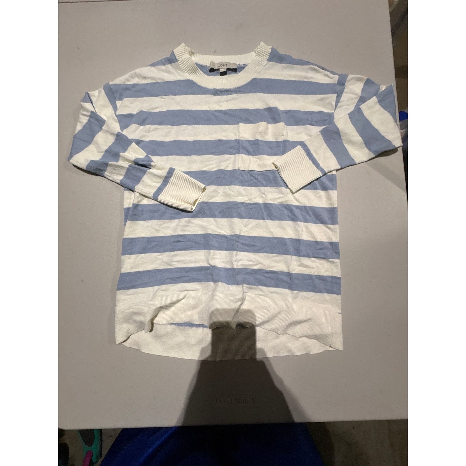 Loft LOFT Women’s XS Blue & White Striped Sweater Long Sleeve Size XS / US 0-2 / IT 36-38 - 2 Thumbnail