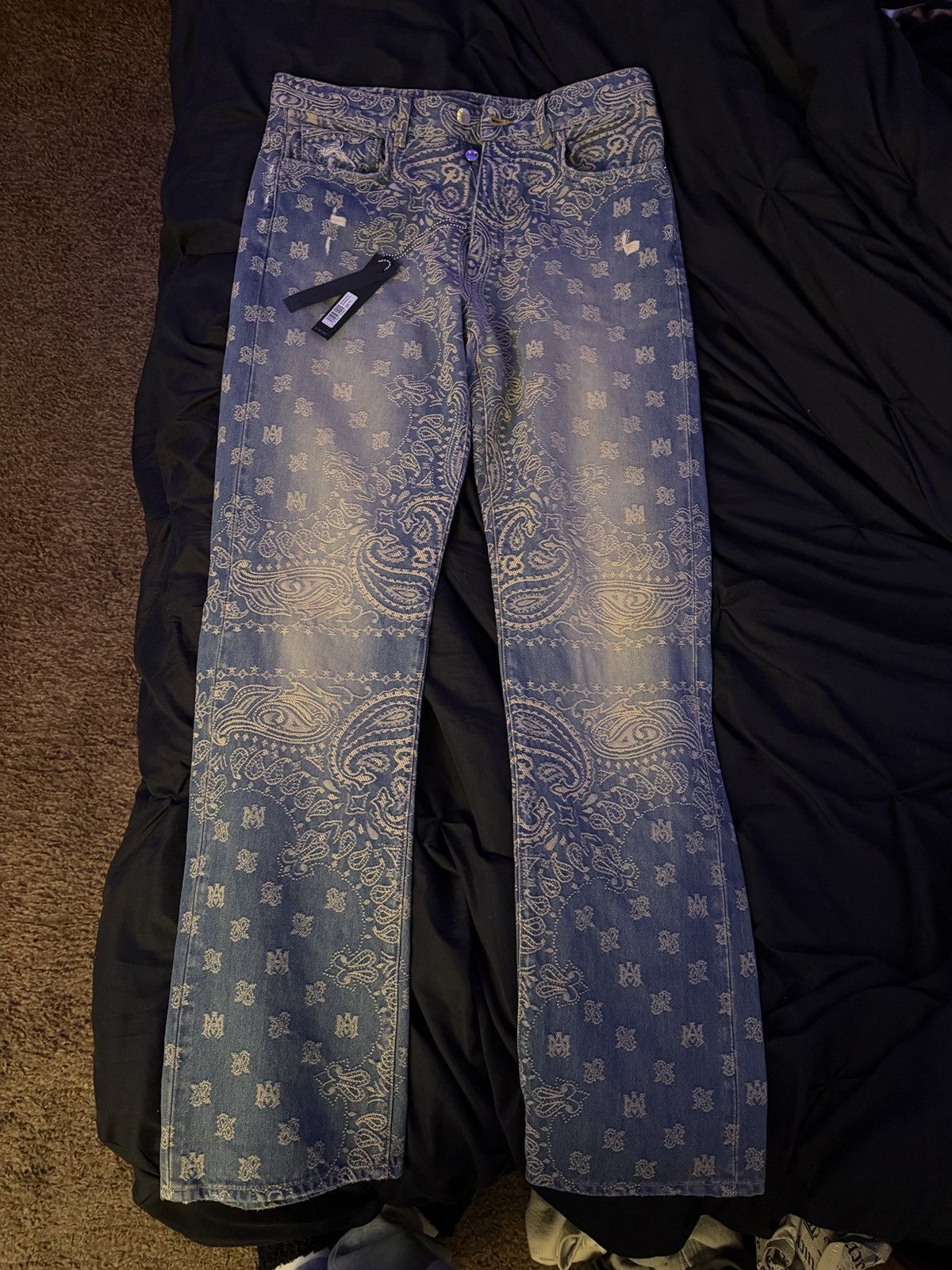 Amiri Amiri Bandana Jacquard Straight Leg Jeans Size US 31 - 1 Thumbnail