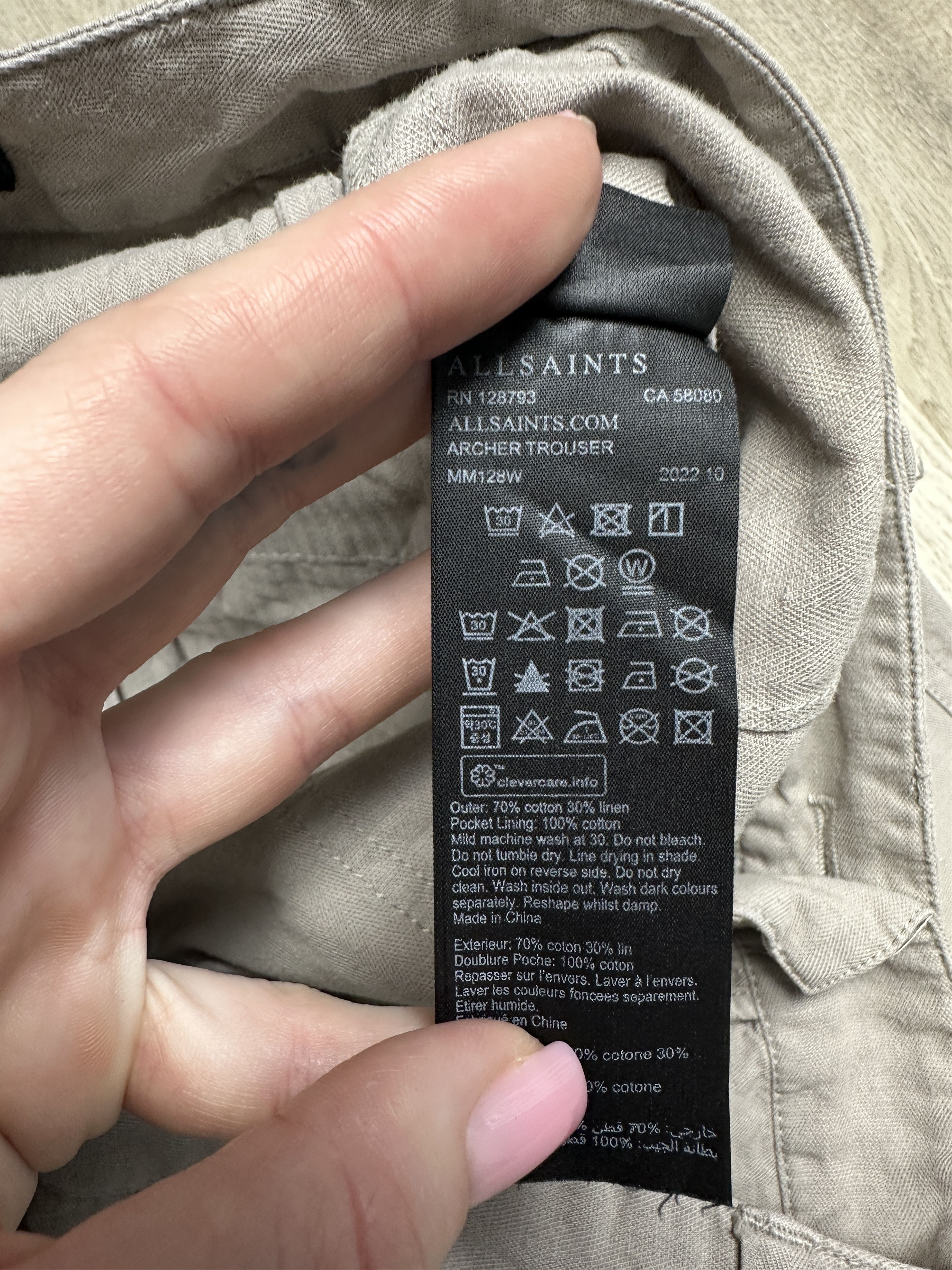 Allsaints Allsaints Mens Linen Archer Trousers Pants Size US 30 / EU 46 - 5 Thumbnail