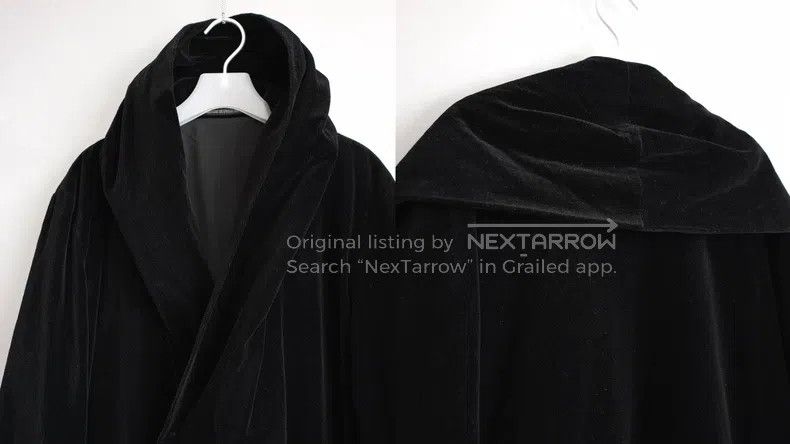 Yohji Yamamoto Yohji Yamamoto Snap Velvet Hooded Coat Size US L / EU 52-54 / 3 - 6 Thumbnail