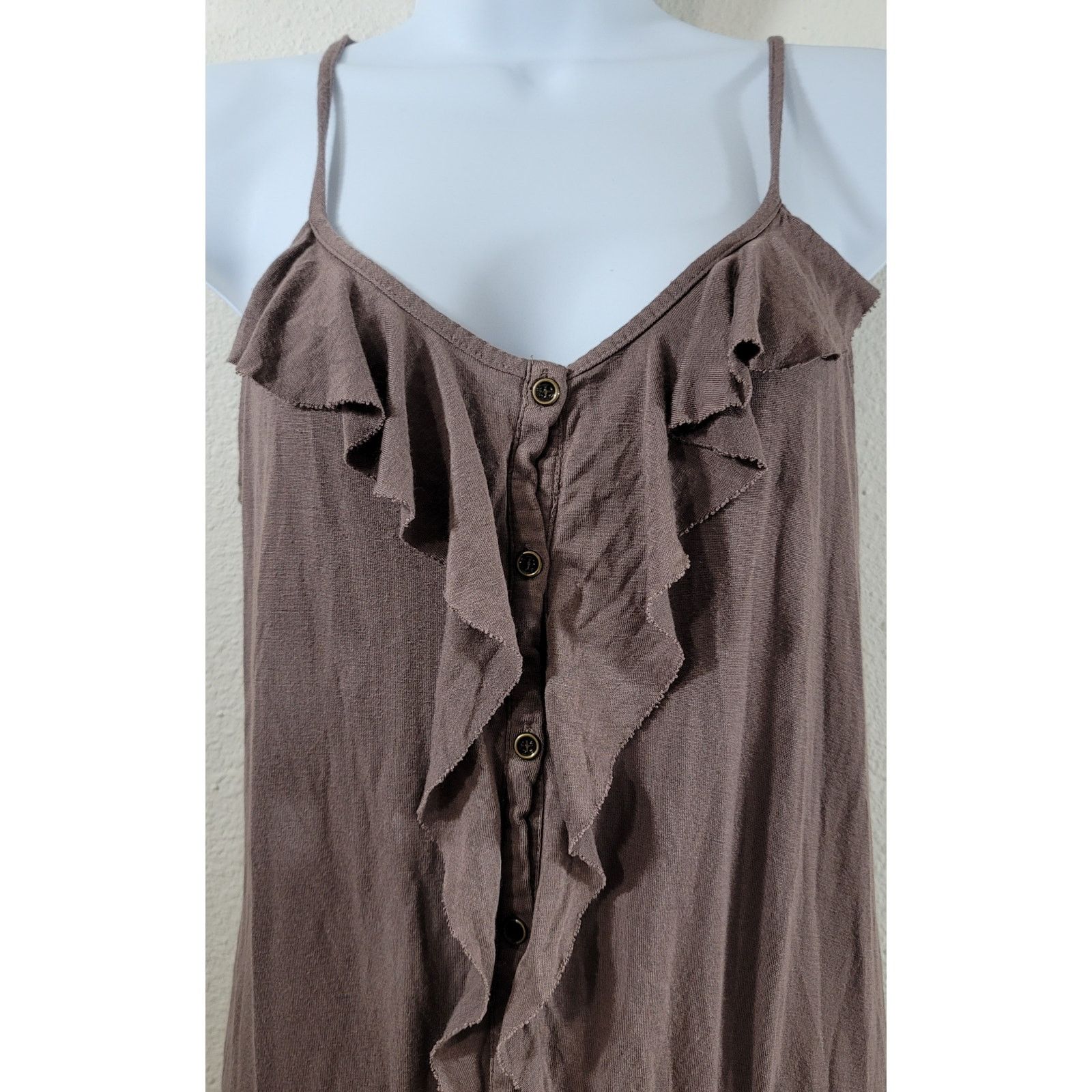 Other Kensie Brown Button Front Spaghetti Strap Romper Sleepwear M Size 30" / US 8 / IT 44 - 5 Thumbnail