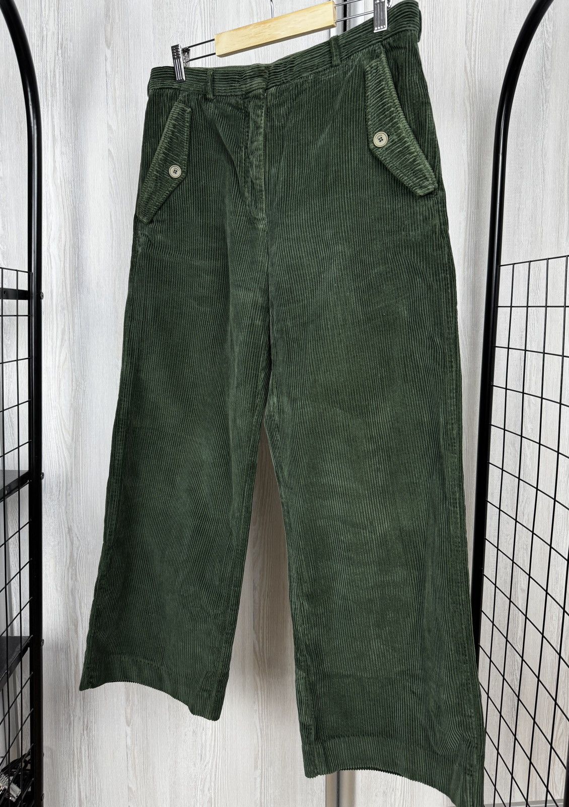 Kenzo Kenzo Khaki Flared Corduroy Wide Trousers Pants size 40 Size 28" / US 6 / IT 42 - 6 Thumbnail