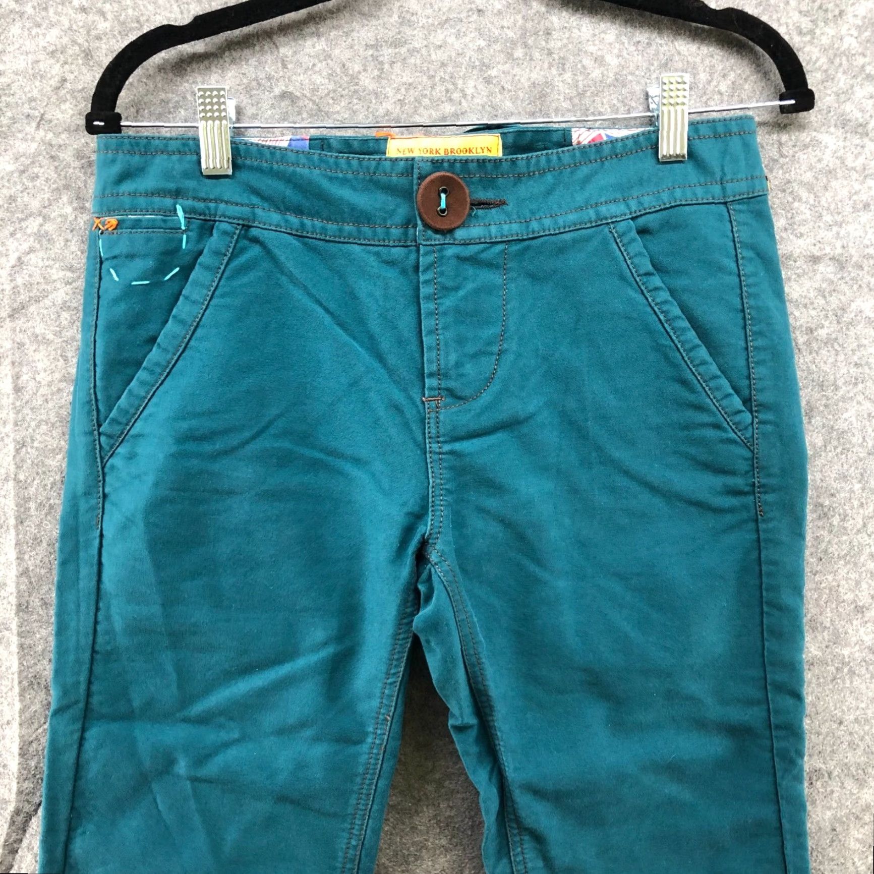 Vintage VINTAGE Tim Camino Slim Chino Pants Womens 28 Teal Cotton Mid Rise Retro Size 28" / US 6 / IT 42 - 3 Thumbnail