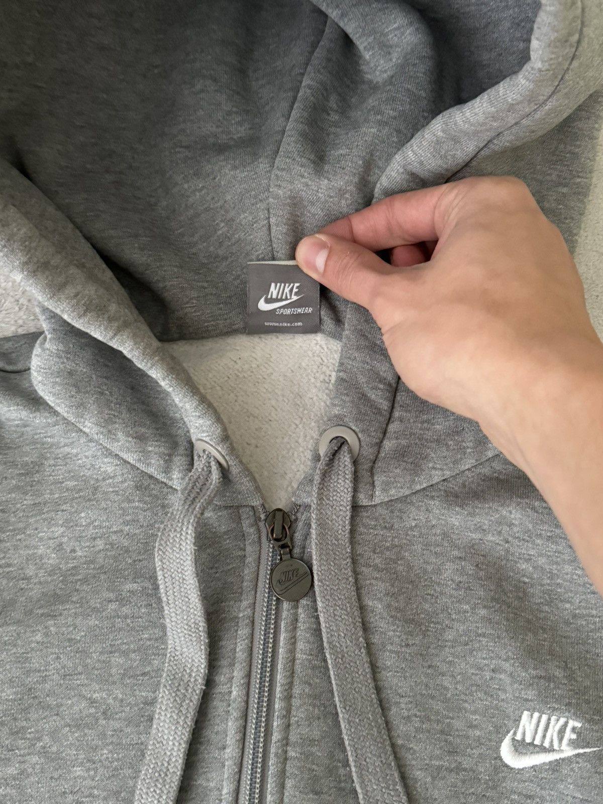Vintage Nike Y2K swoosh oversized grey zip hoodie