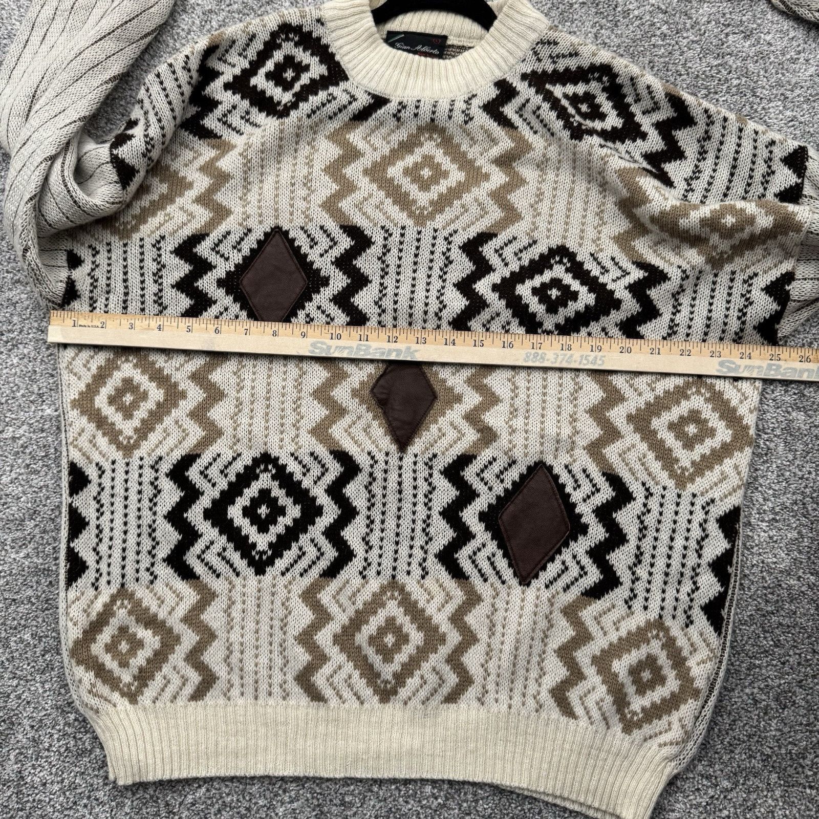 Other Vintage 80s Gian Alberto Sweater Mens L Tribal Wool Blend Size US L / EU 52-54 / 3 - 4 Thumbnail