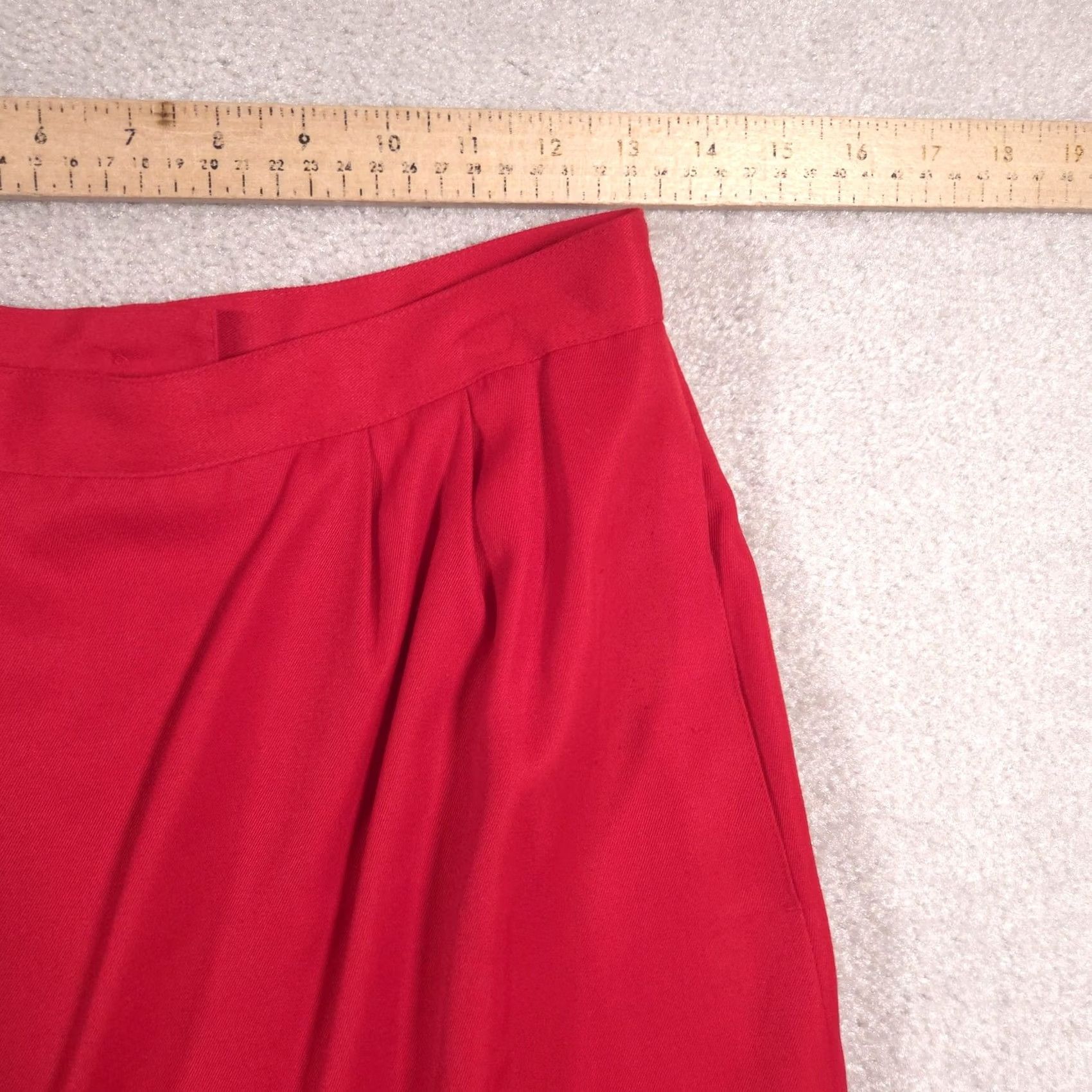 Worthington Worthington Skirt Womens 10 Red Pleated Lined Midi Pockets Slit Work Size 32" / US 10 / IT 46 - 5 Thumbnail