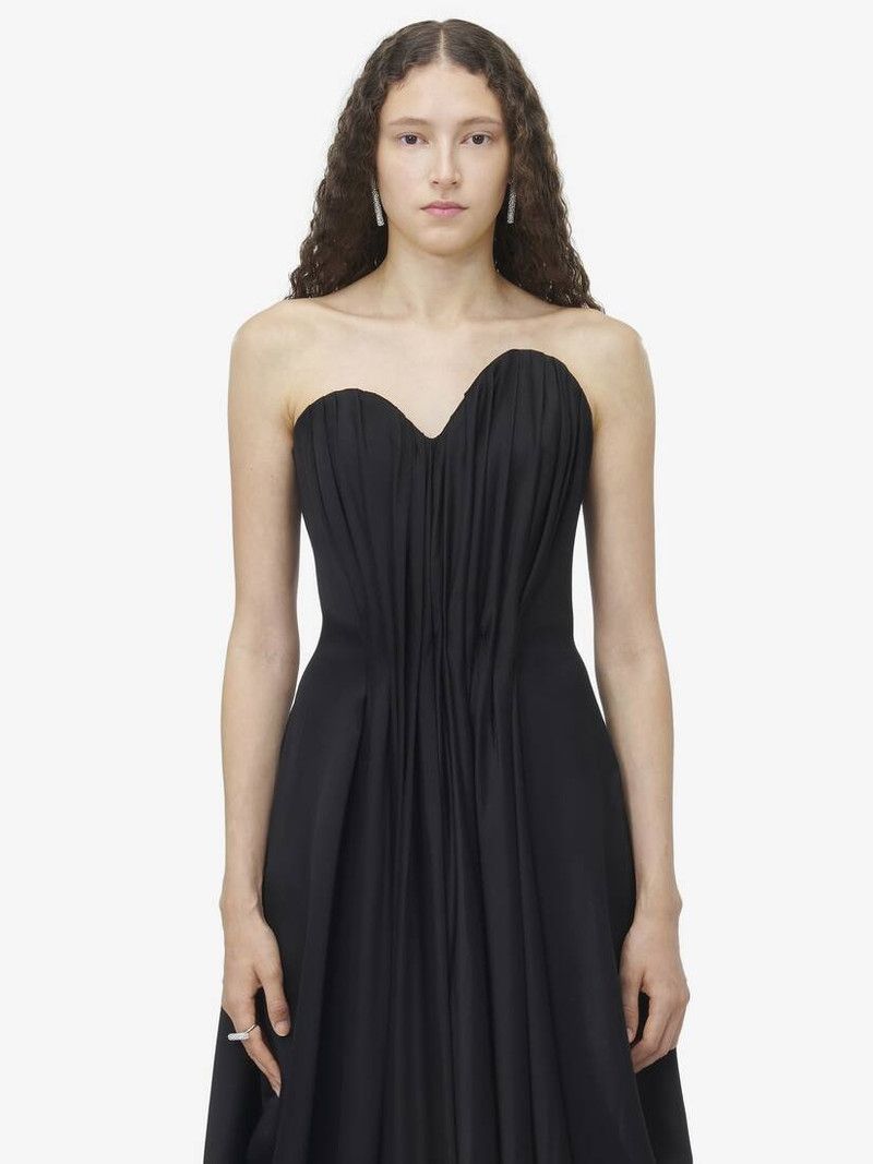 Alexander McQueen o1srvl11e0326 Draped Evening Dress in Black Size L / US 10 / IT 46 - 7 Thumbnail