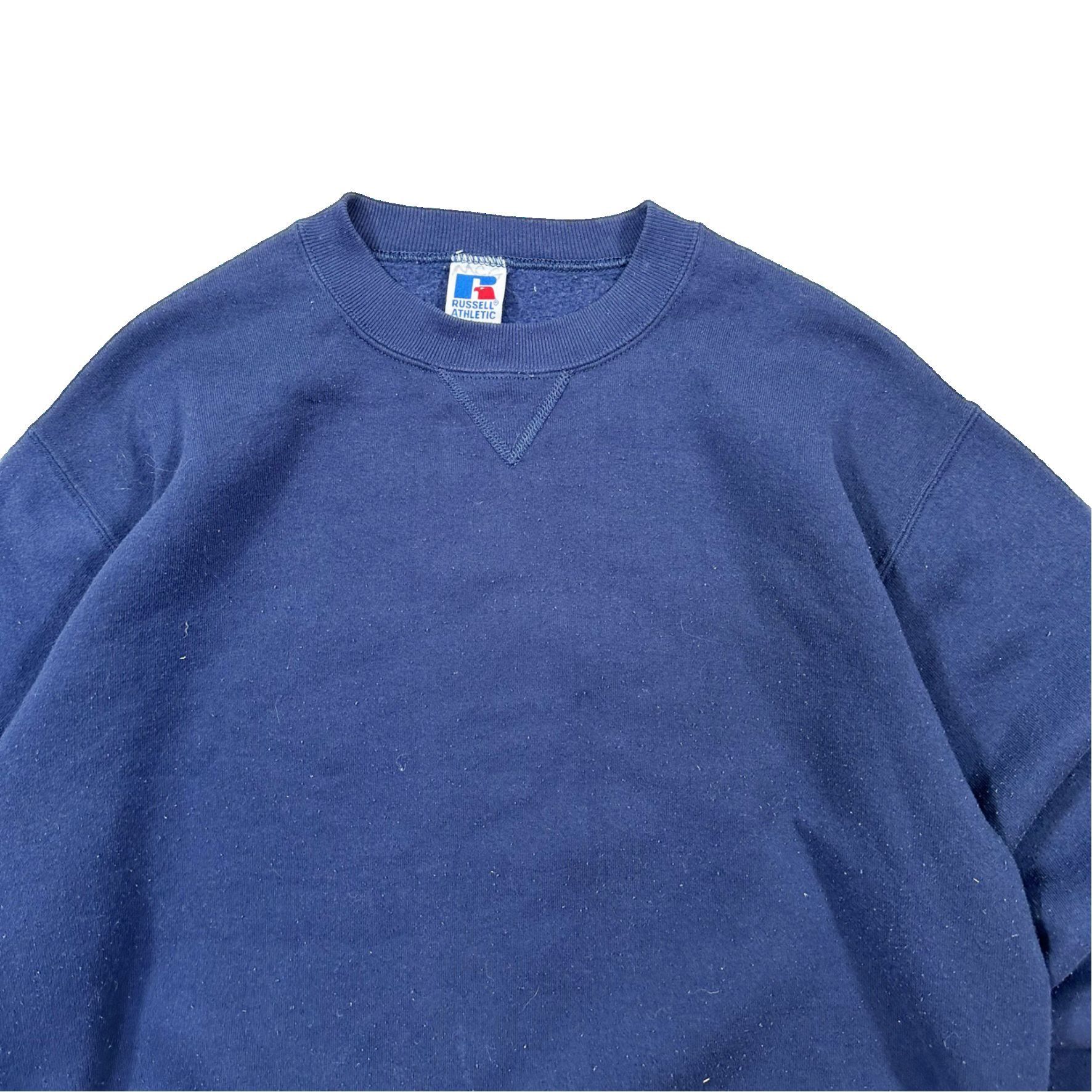 Vintage Vintage 00s Blank Blue Russell Athletic Crewneck Sweater Size US L / EU 52-54 / 3 - 2 Thumbnail