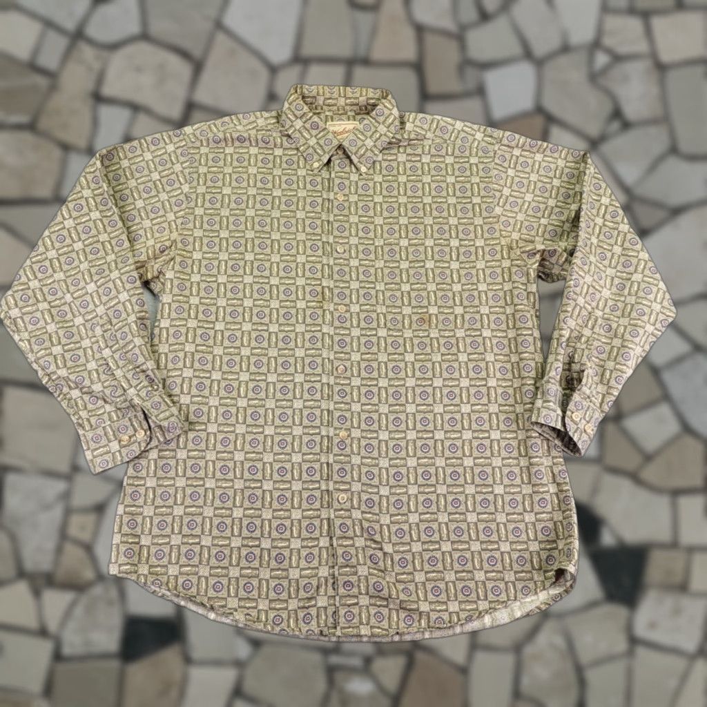 Vintage Woolrich Button-Up Shirt XL Brown Geometric Long Sleeve Outdoor Fishing Mens Size US XL / EU 56 / 4 - 1 Thumbnail