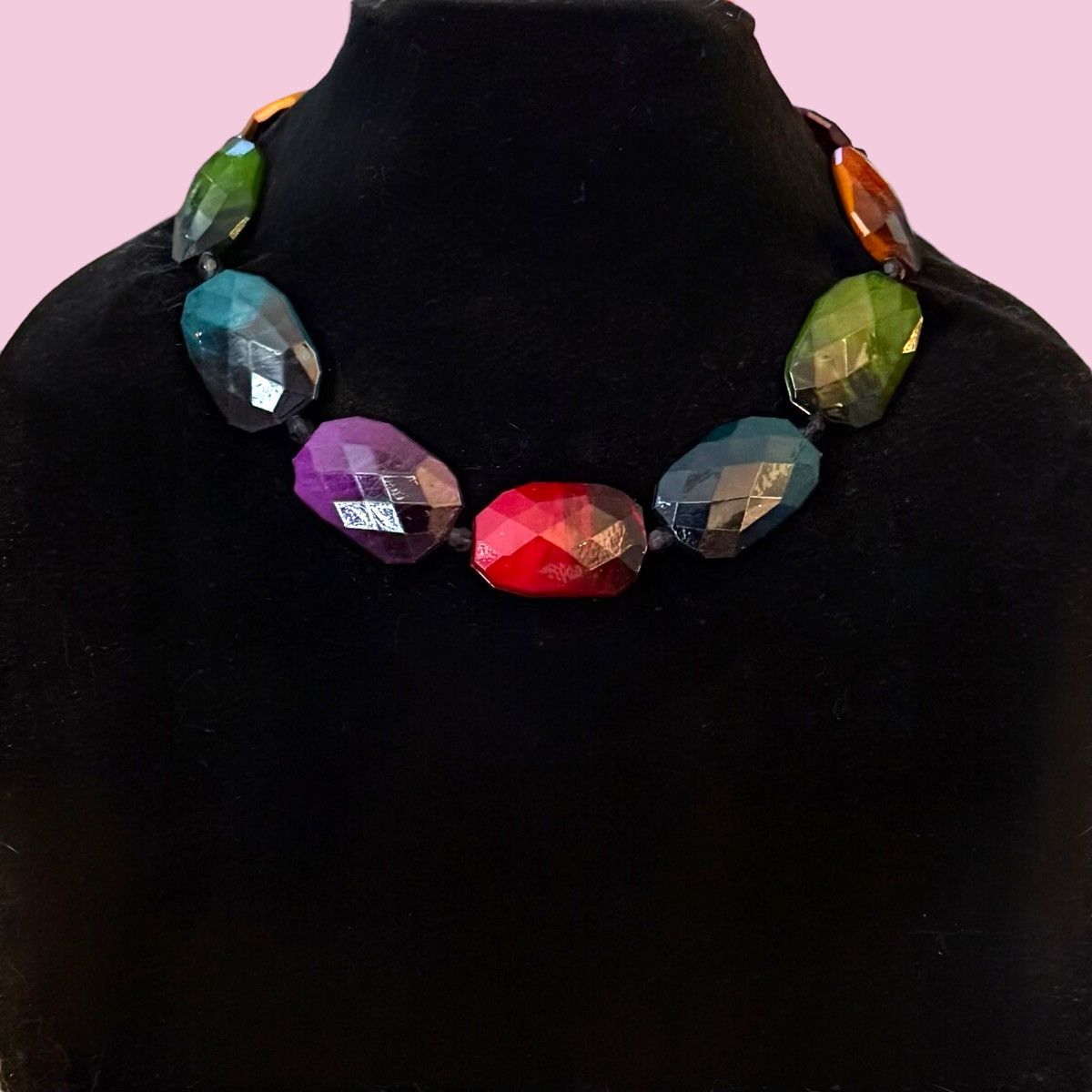 Other Chunky multicolor faceted wooden bead statement necklace Size ONE SIZE - 1 Thumbnail