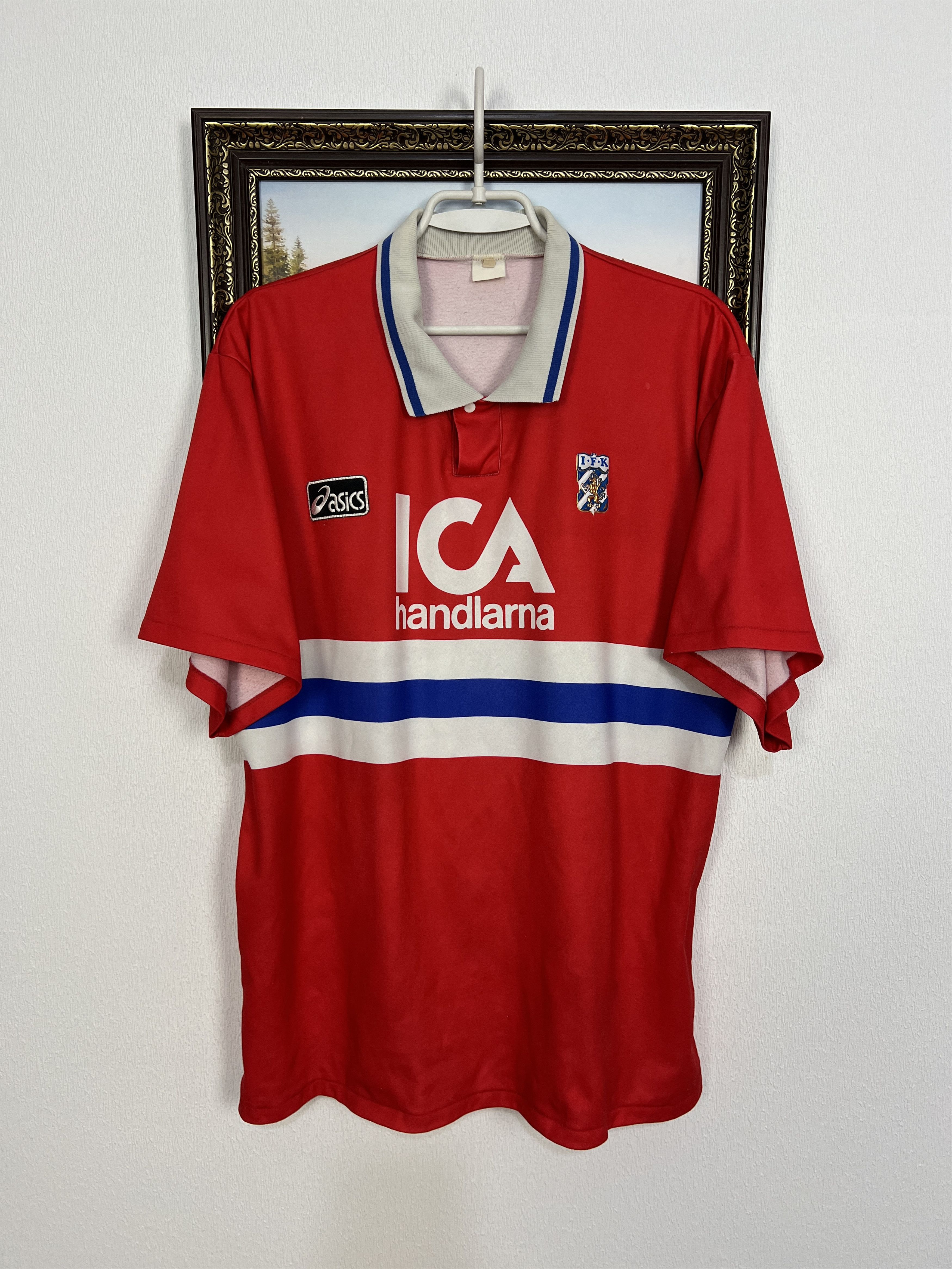 Asics ASICS JAPAN VINTAGE RED STRIPED JERSEY FOOTBALL SHIRT XL