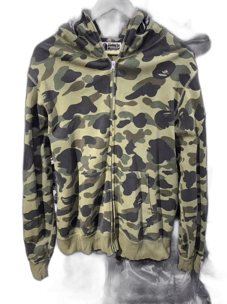 Bape Bape Green Camouflage Shark Hoodie Jacket Size US XL / EU 56 / 4 - 1 Thumbnail