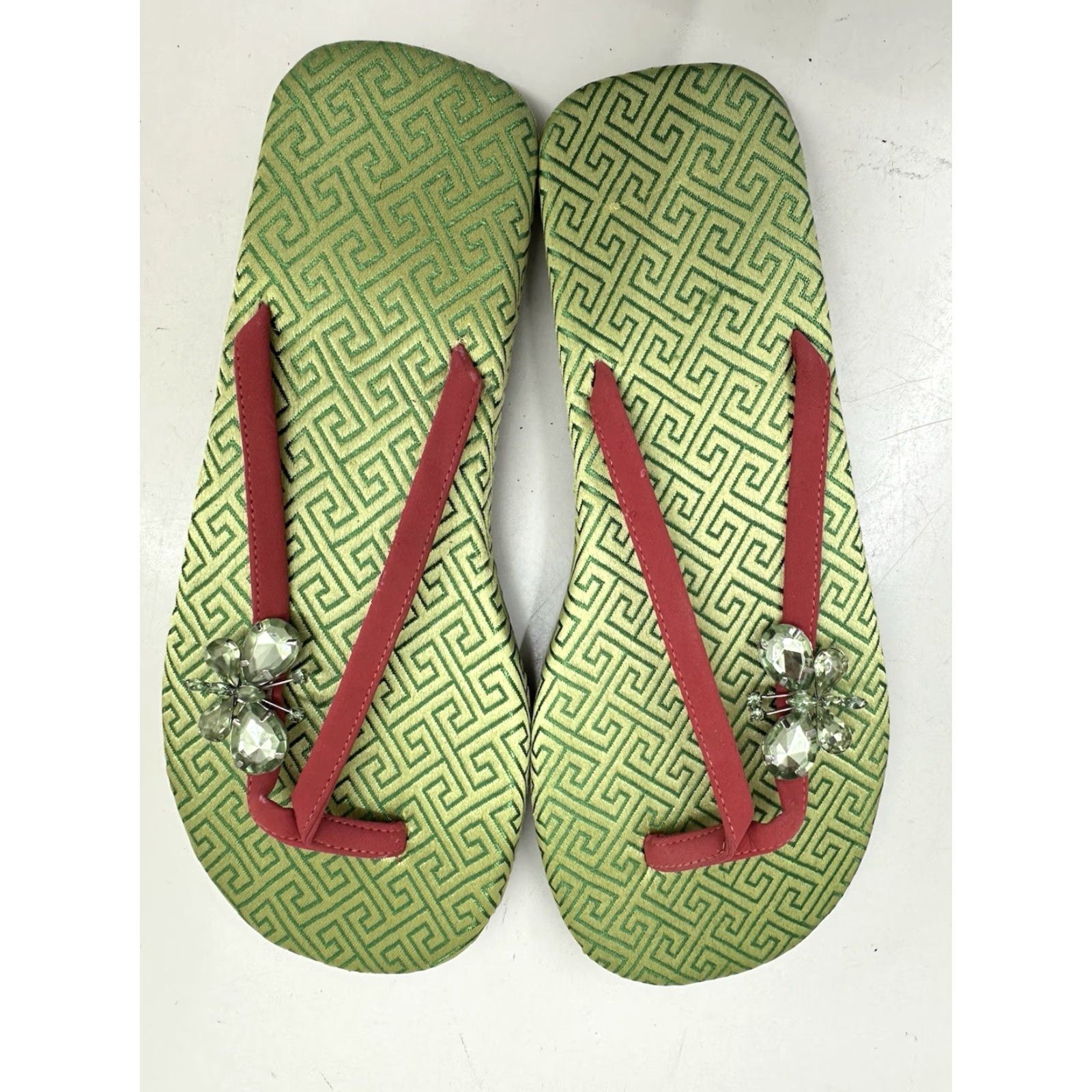 Vintage Casual Corner Annex Womens Sandal FlipFlops 6 Green Rhinestone Butterfly Thong NEW Size US 6 / IT 36 - 2 Thumbnail