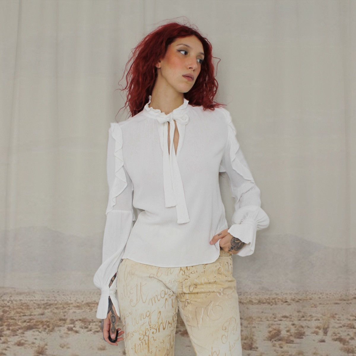 Other 🪽WHITE RUFFLE SHIRT🪽 Size S / US 4 / IT 40 - 1 Thumbnail
