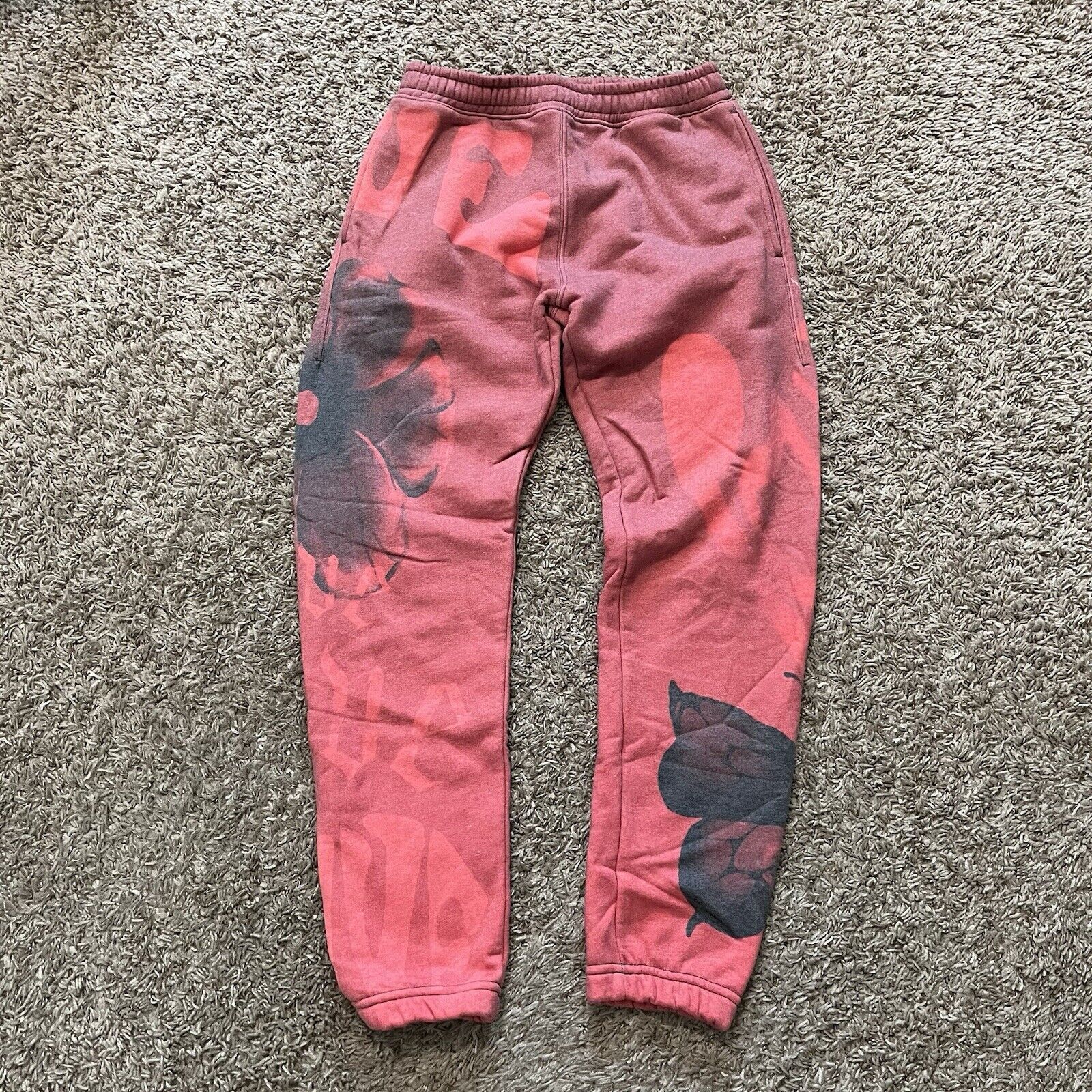 Love Butterfly Flower Full Print Joggers Sweatpants Small