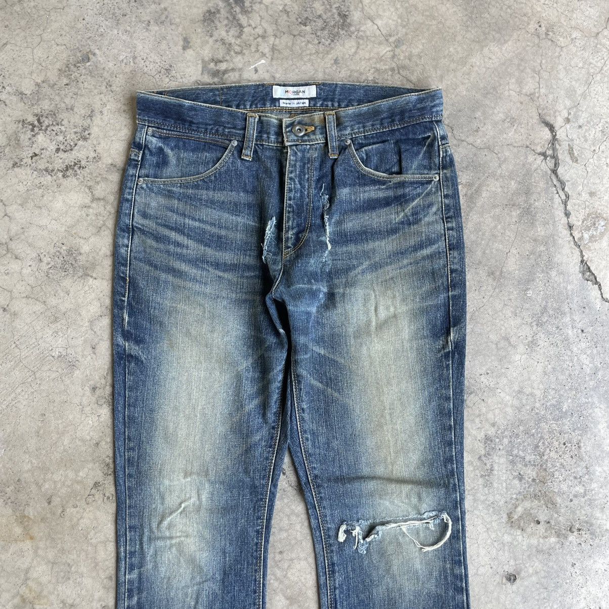Morgan Homme 🔥🇯🇵Morgan Homme Japan Made Ripped Distress Denim Jeans Size US 31 - 2 Thumbnail