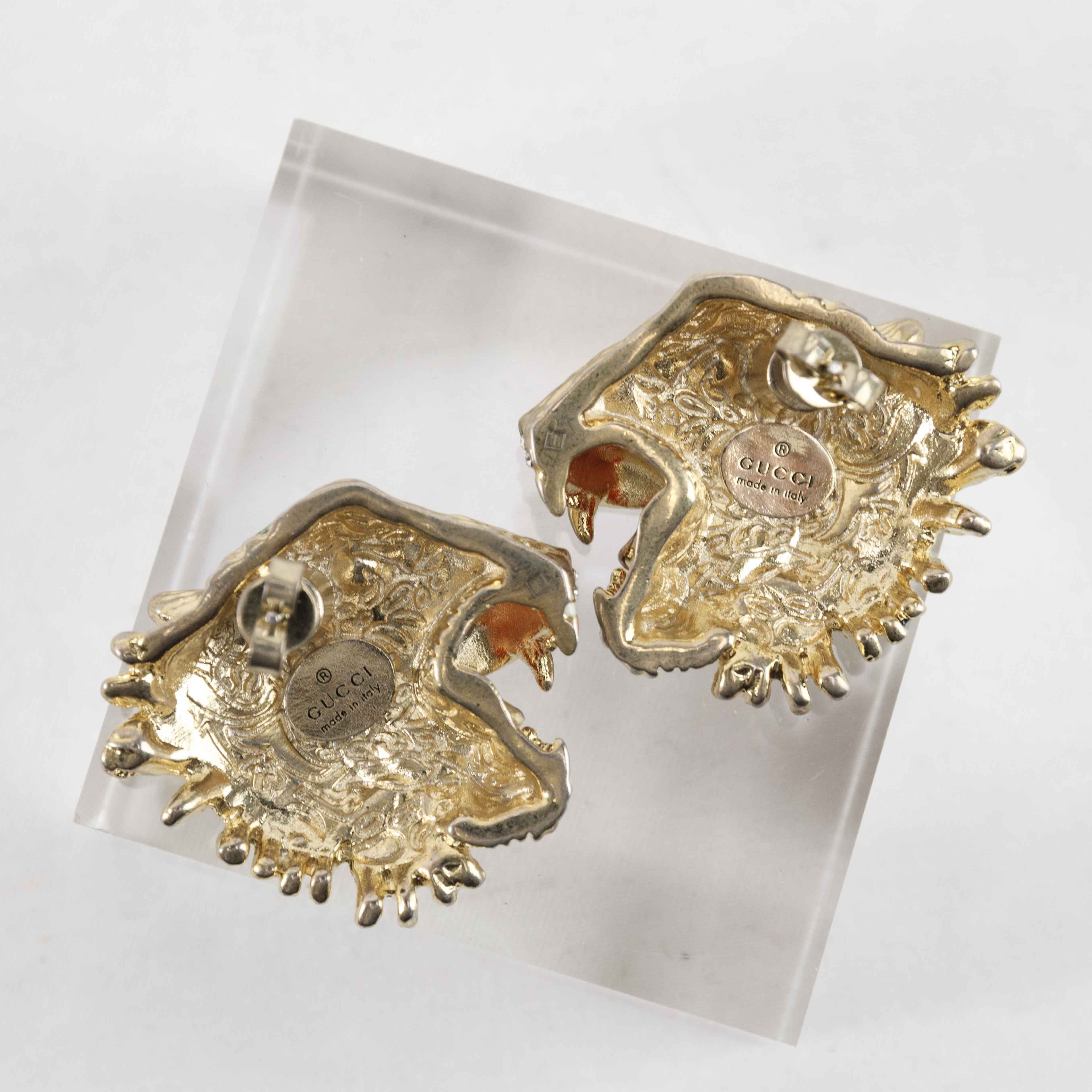 Gucci Gucci Tiger Head Stud Earrings Size ONE SIZE - 12 Thumbnail