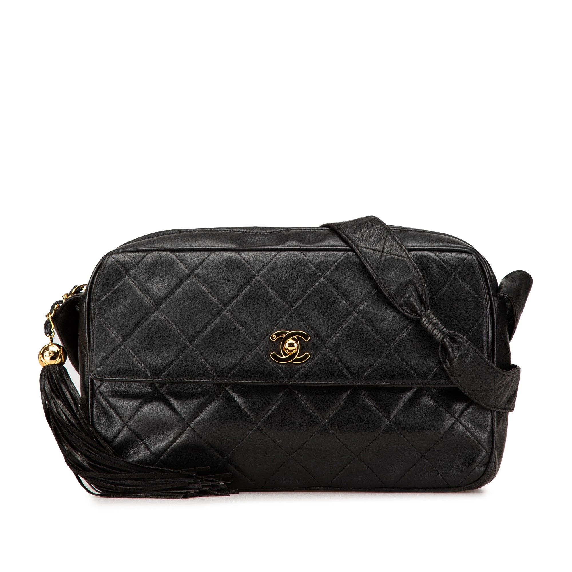 Chanel Chanel CC Quilted Lambskin Tassel Crossbody Black Size ONE SIZE - 1 Thumbnail