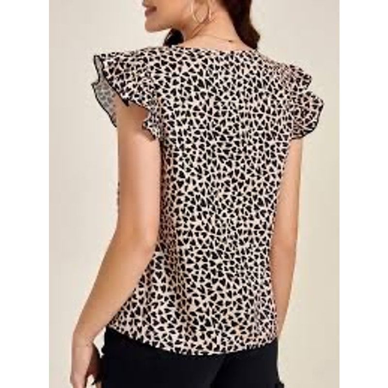Shein SHEIN Allover Heart Print Butterfly Sleeve Blouse Size M Size M / US 6-8 / IT 42-44 - 8 Thumbnail