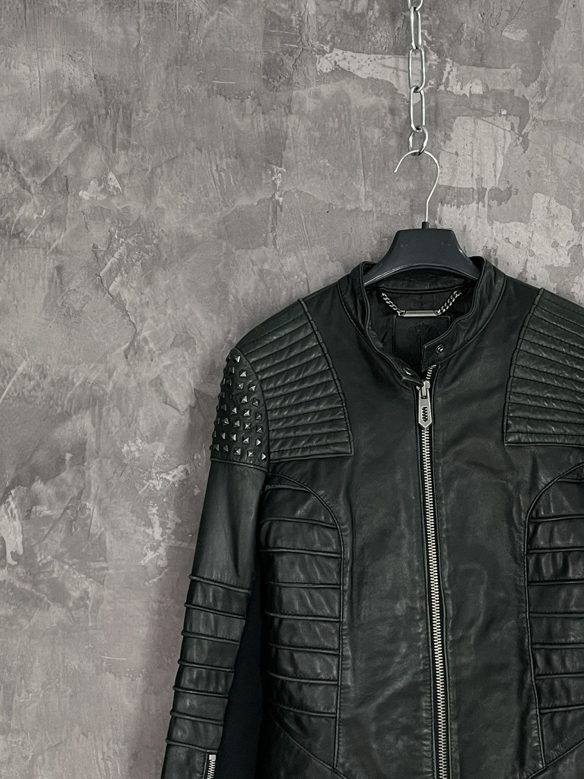 Faith Connexion × Vintage Faith Connexion Leather Zip Punk Metal Jacket Size S / US 4 / IT 40 - 3 Thumbnail