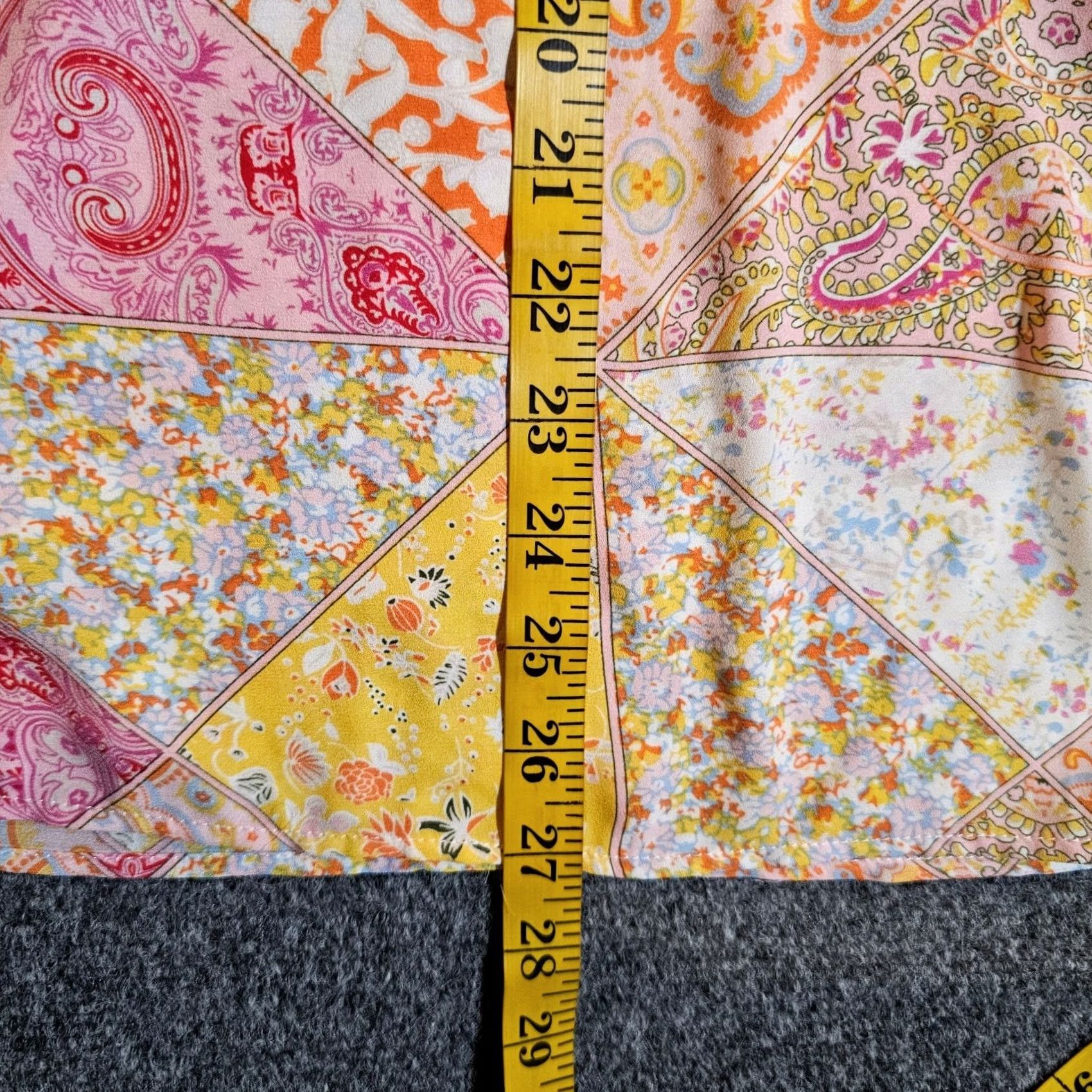 Vintage Rose & Olive Top Blouse Women 1X Pink Yellow Patchwork Floral Sheer V Neck 3/4 Sleeve Casual Shirt Ladies XS-Plus Size XL / US 12-14 / IT 48-50 - 6 Thumbnail