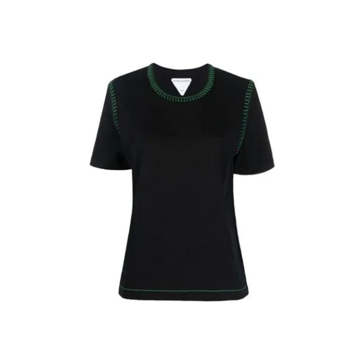 Bottega Veneta Bottega Veneta Black Pullover T-Shirt with Green Details Size S / US 4 / IT 40 - 1 Thumbnail