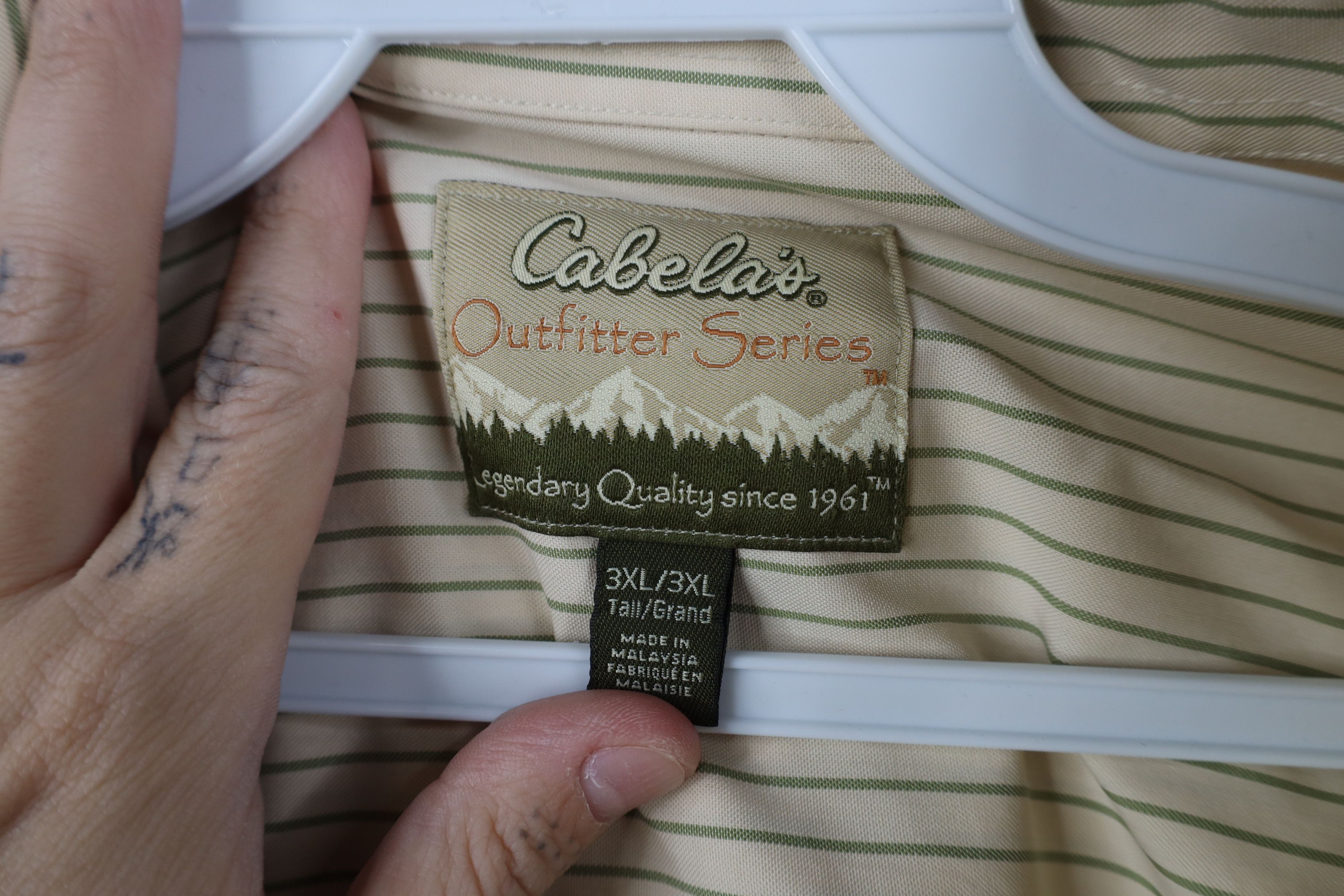 Cabelas Vintage Cabelas Pinstriped Collared Oxford Button Down Shirt Size US XXL / EU 58 / 5 - 9 Thumbnail