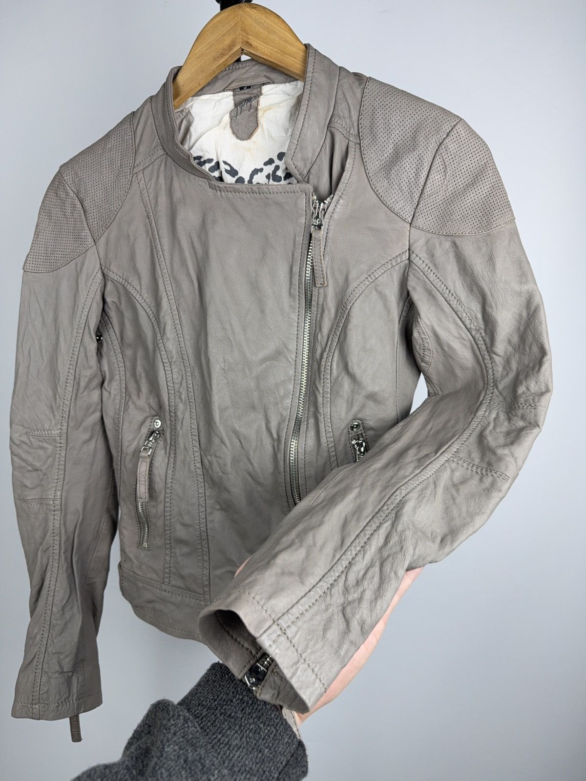 Leather Leather Biker Moto Punk Gipsy Jacket Beige Slim Moto Women S Size S / US 4 / IT 40 - 6 Thumbnail