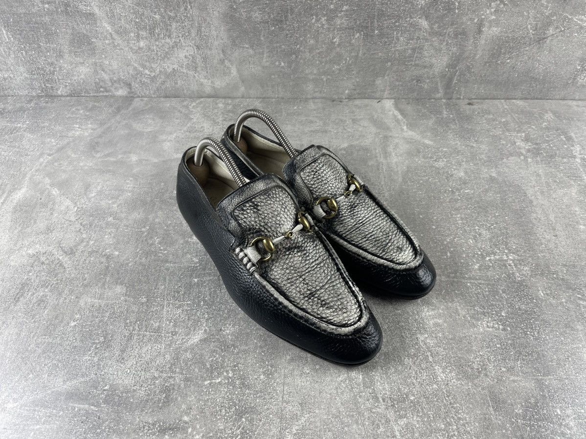 Gucci Gucci Vintage Horsebit Pebbled Leather Loafers Black Size US 7 / EU 40 - 3 Thumbnail