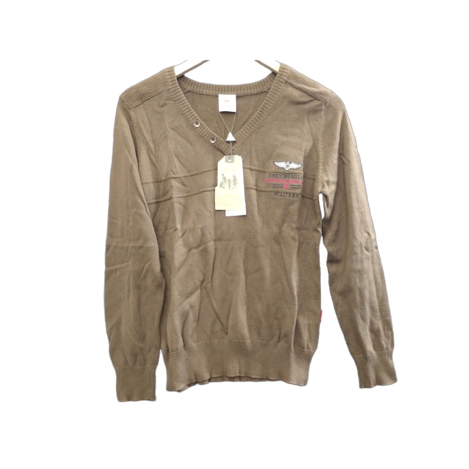 Aeronautica Militare Elite Tribe Aeronautica Militare 2 Button Long Sleeve Knitted Sweater Brown L Mens Pullover Knit Wool V-Neck Size US L / EU 52-54 / 3 - 1 Thumbnail