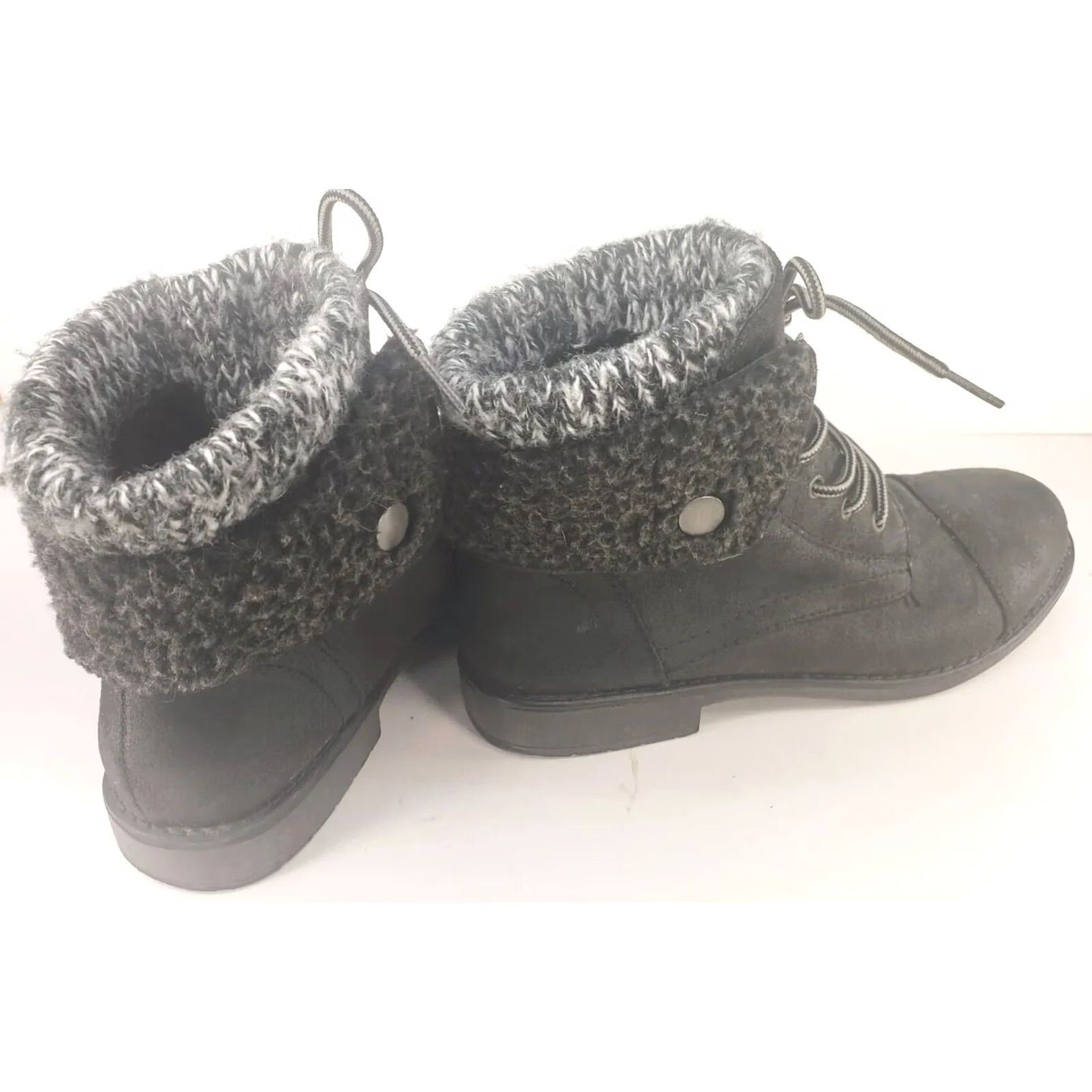 Vintage White Mountain Women's Black Sweater Top Lace Up Ankle Boots 8M Size M / US 6-8 / IT 42-44 - 4 Thumbnail