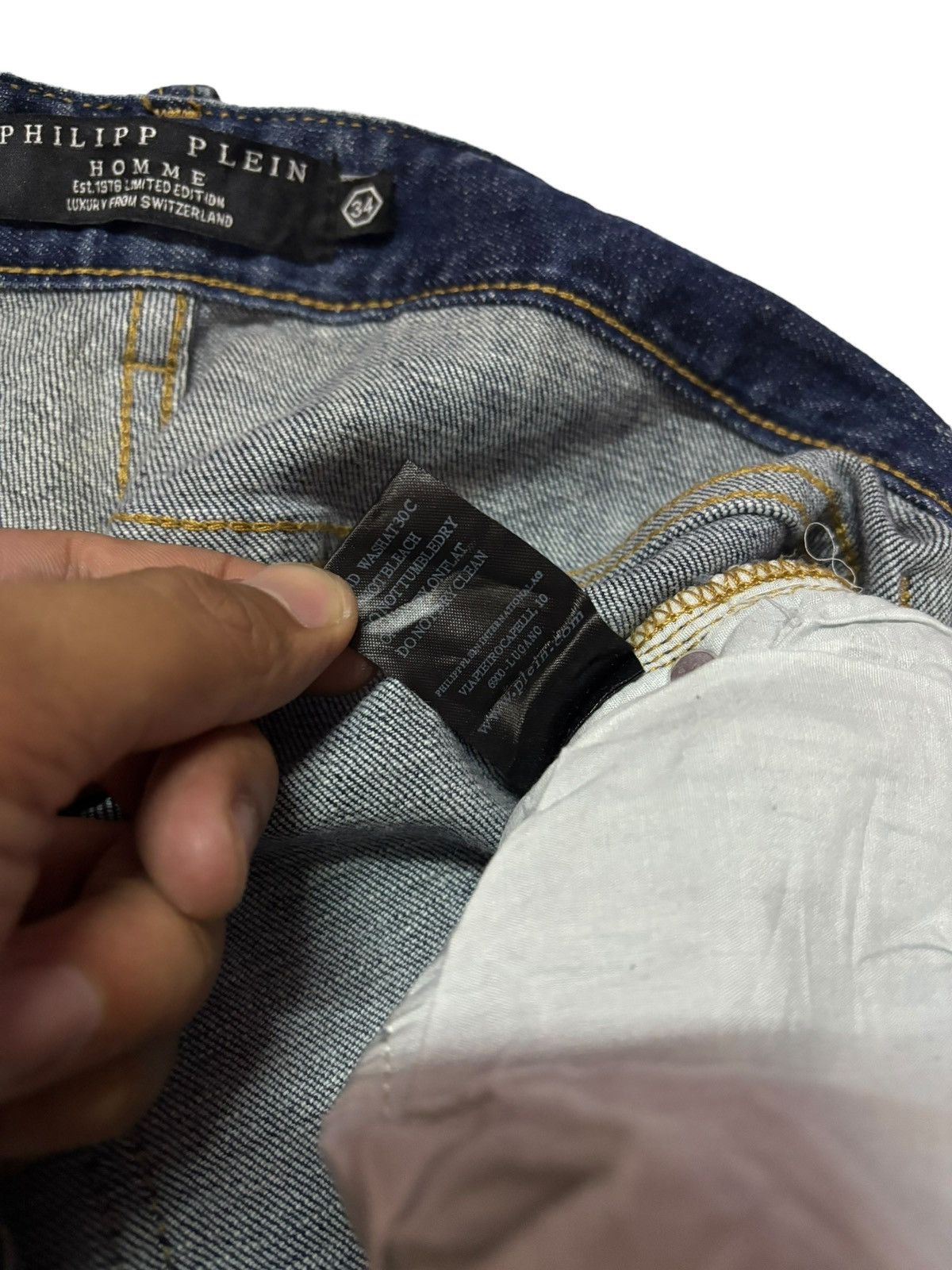Philipp Plein Vtg Philipp Plein Homme Sashiko Distressed Jeans Size US 34 / EU 50 - 10 Thumbnail