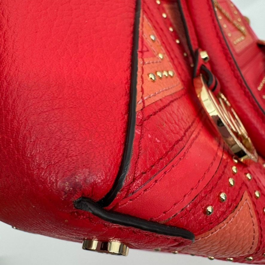 Michael Kors Michael Kors Riley Red Studded Leather Satchel MK Charm Bag Size ONE SIZE - 12 Thumbnail