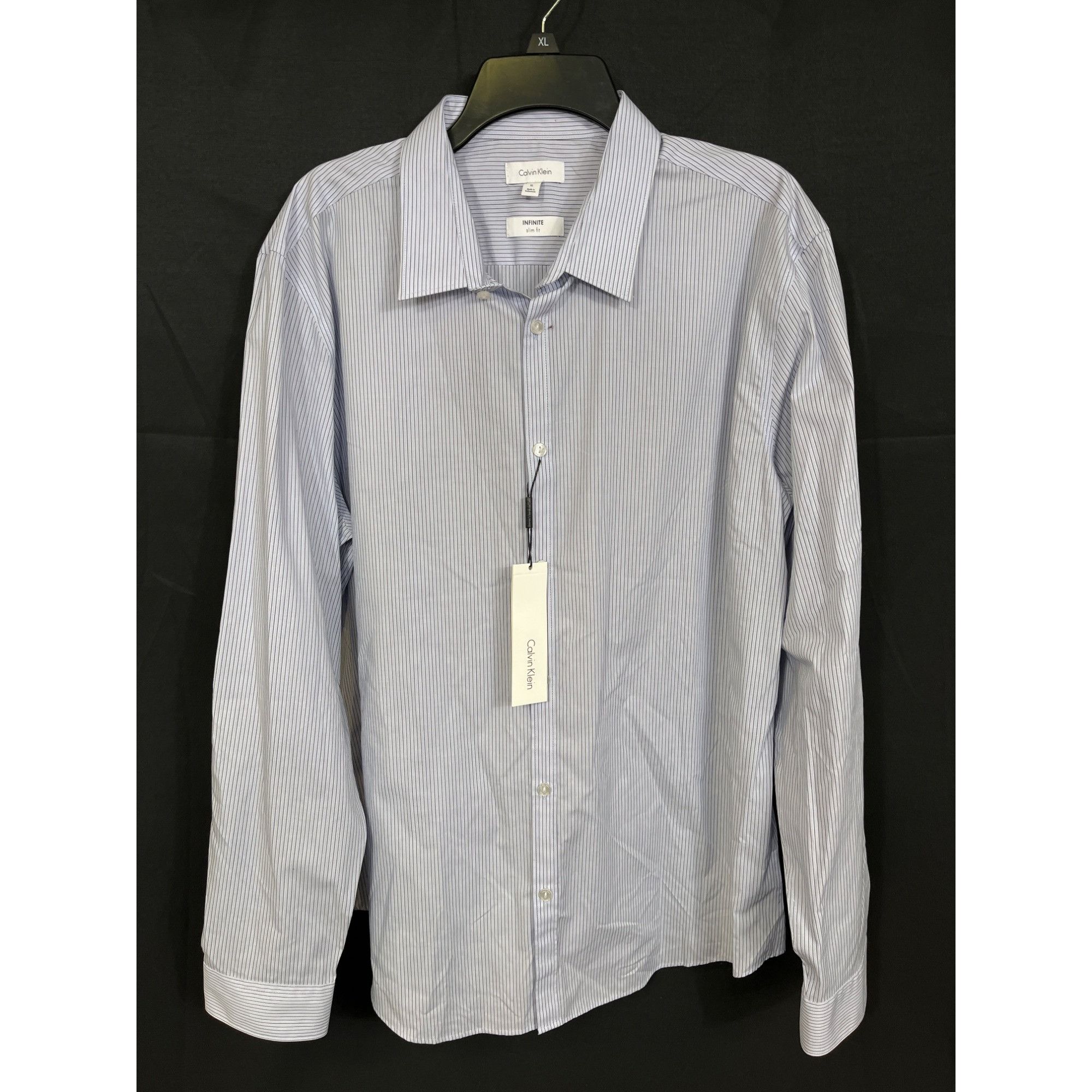 Calvin Klein Calvin Klein SKU 7655 Mens Light blue Striped Dress Shirt Si Size US XL / EU 56 / 4 - 1 Thumbnail