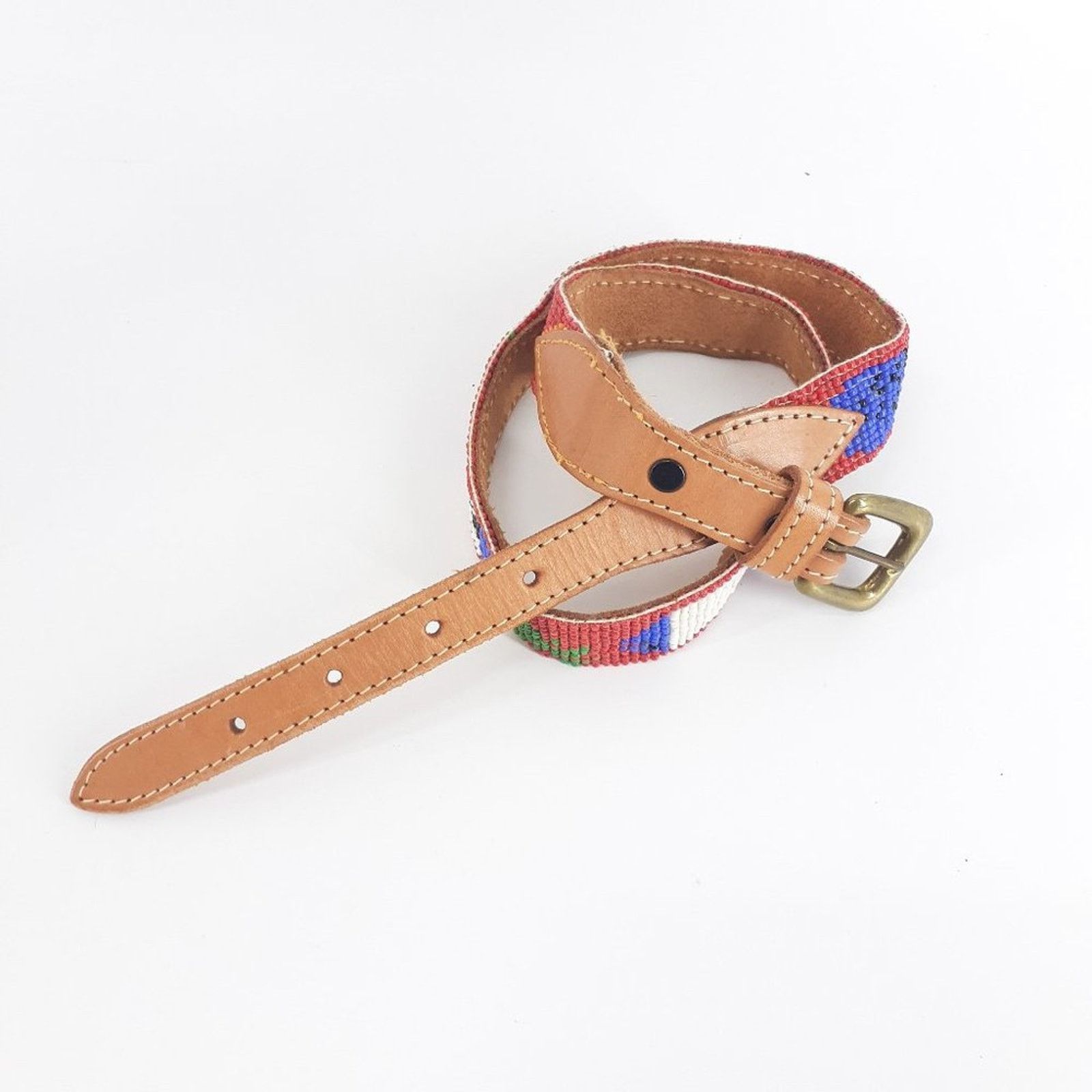 Other CDE Women's Beaded Fish Multicolored Belt Leather Boho 28 Size ONE SIZE - 2 Thumbnail